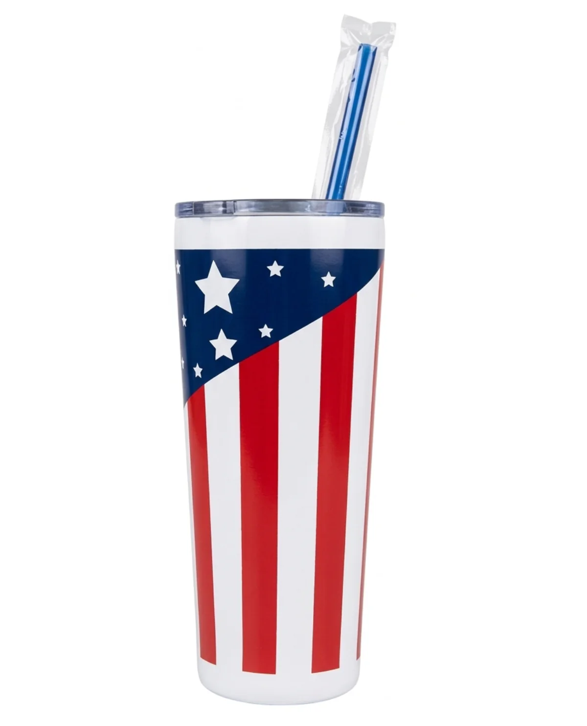 22oz USA Flag Tumbler With Straw