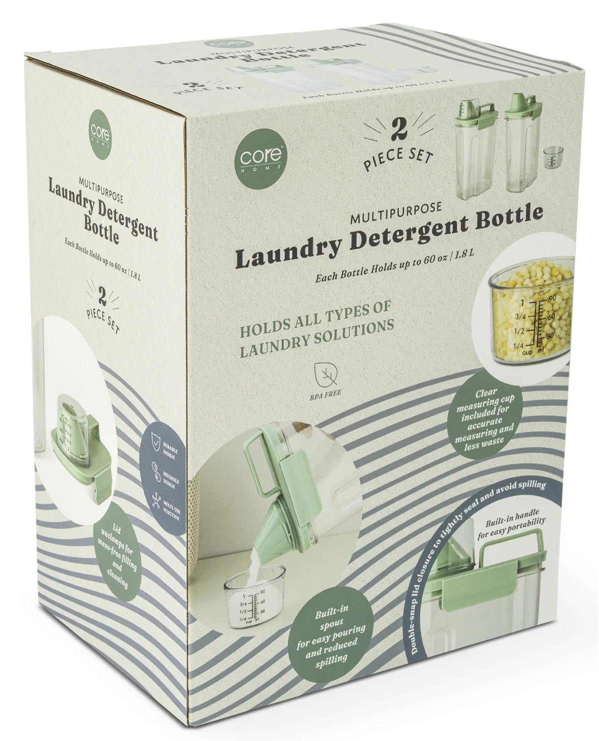 2pk 60-Ounce Laundry Detergent Bottle - Sage