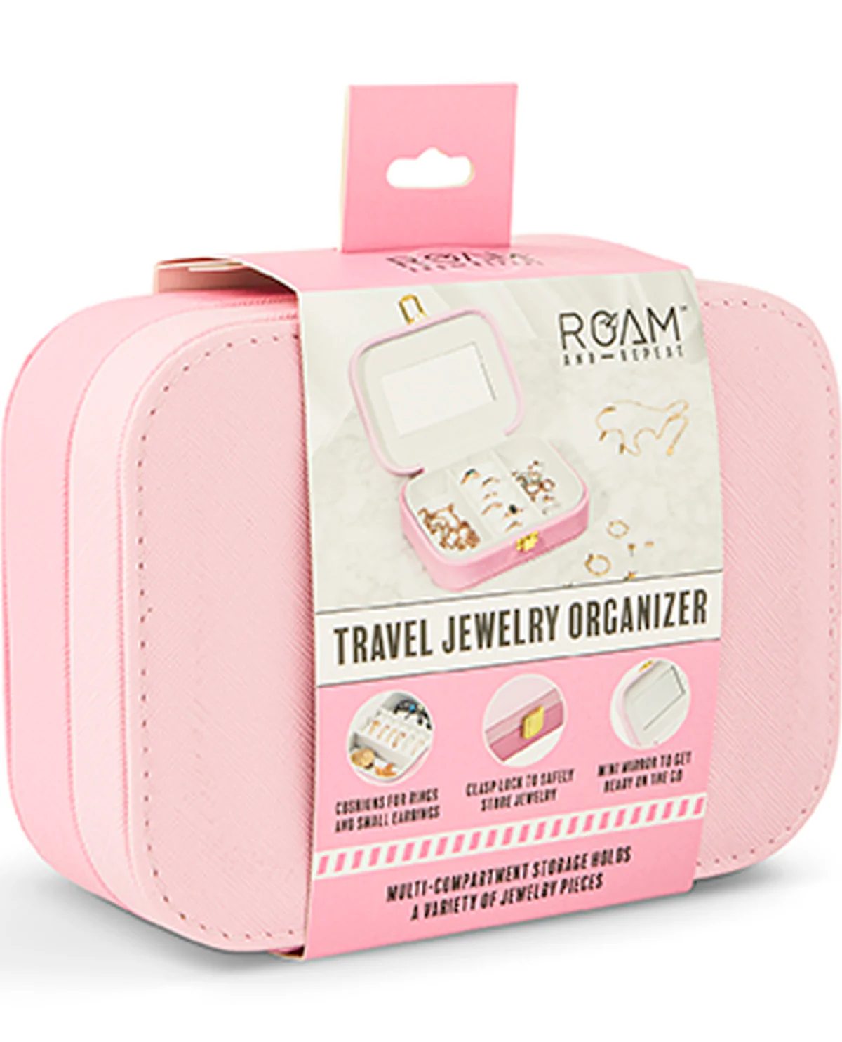 2-Tone Rectangle Jewelry Organizer With Clasp Pink