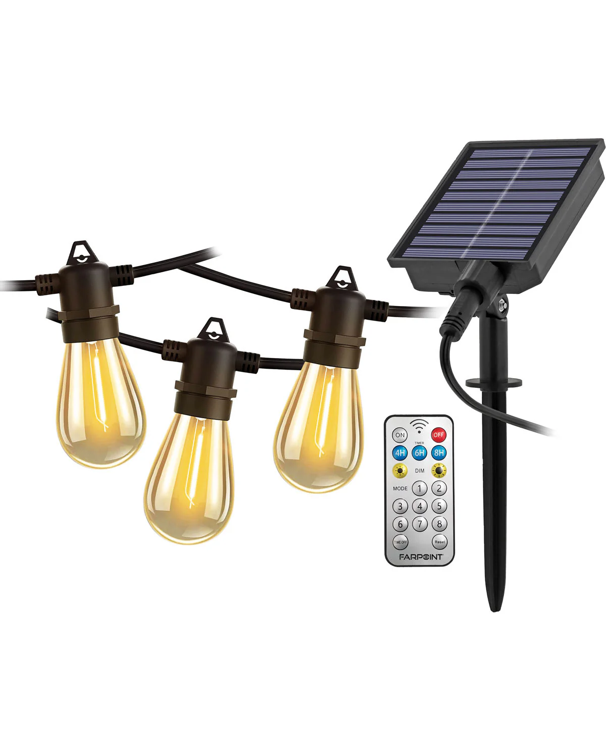 24ft 12 Bulb Solar/USB-C String Lights - Image 2