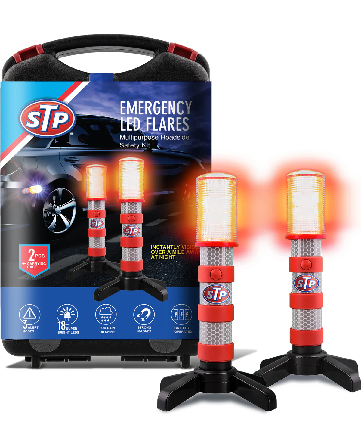 2pk Emergency Led Flares 3 Alert Modes