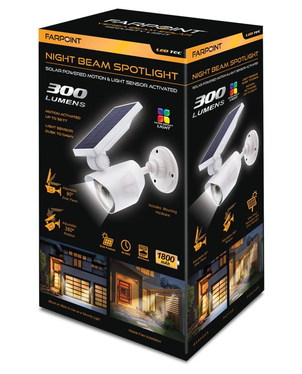 Motion Activated Night Beam Spotlight - 300 Lumens - White