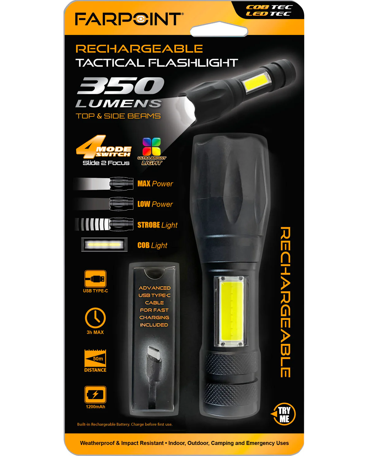 350LM Rechargeable Flashlight