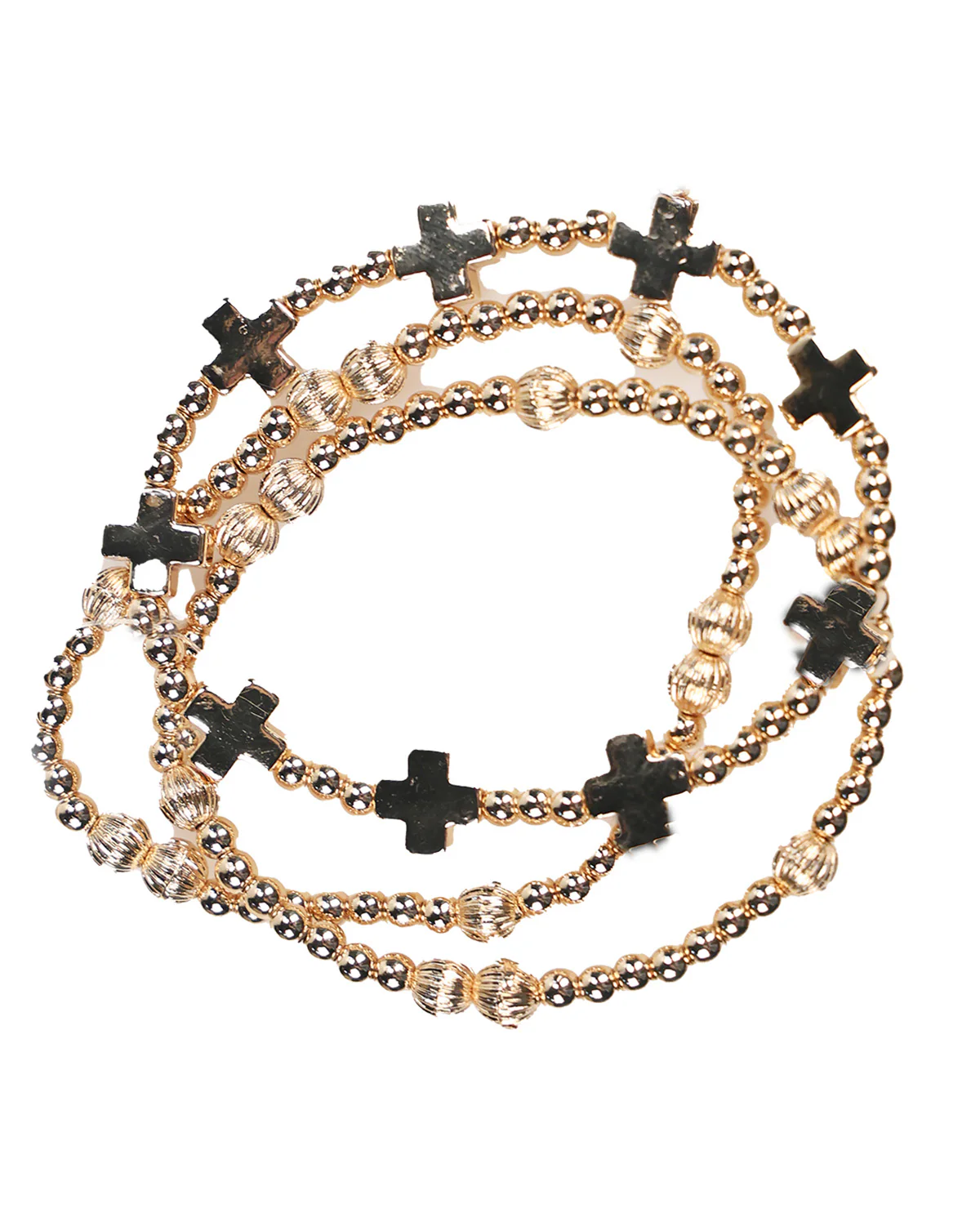 Whats Hot 3 Piece Gold Cross Bracelets