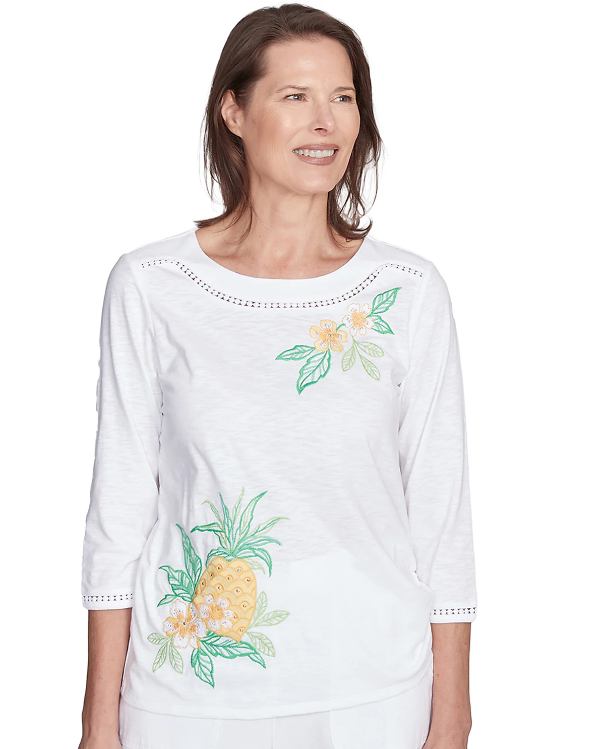 Alfred Dunner Rise & Shine Knit Top White