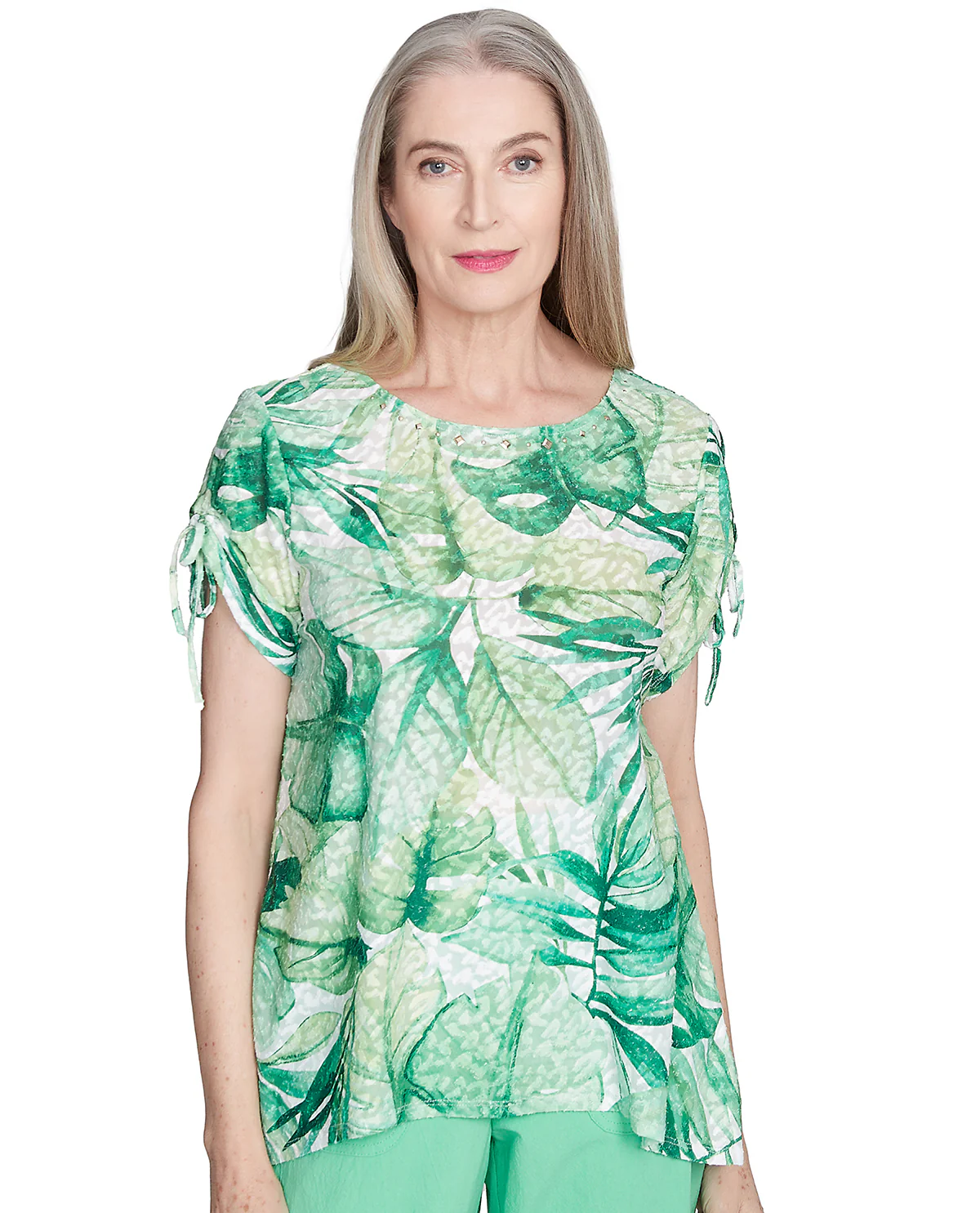 Alfred Dunner Rise & Shine Knit Top Lime