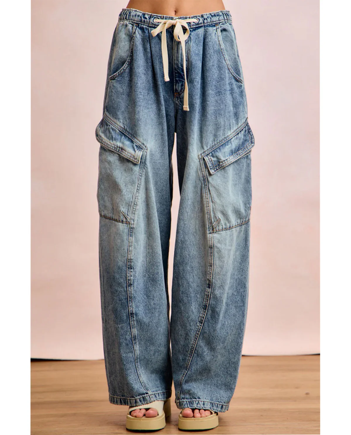 Bibi Barrel Leg Cargo Denim Pant