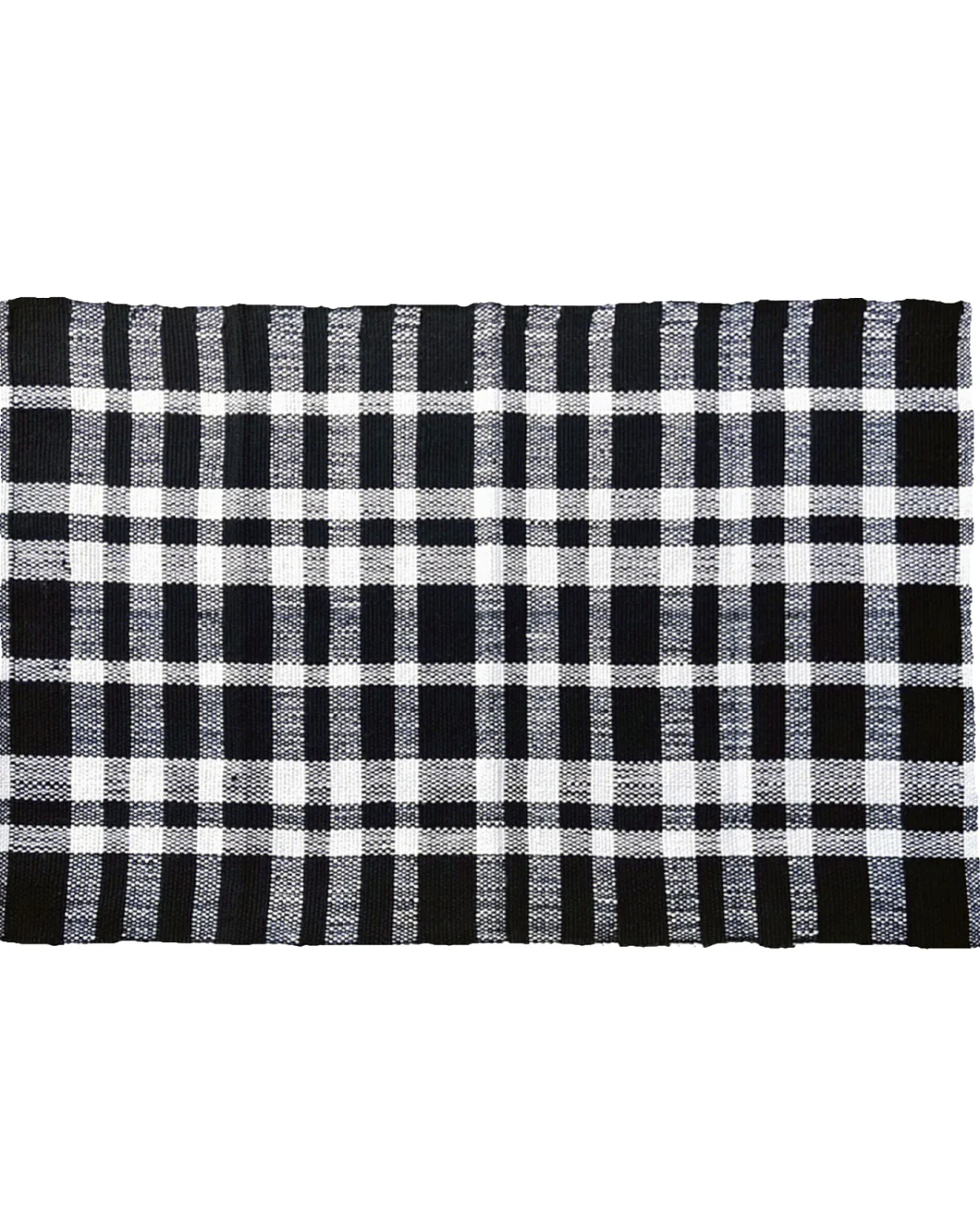 Black And White Plaid Woven Layering Mat