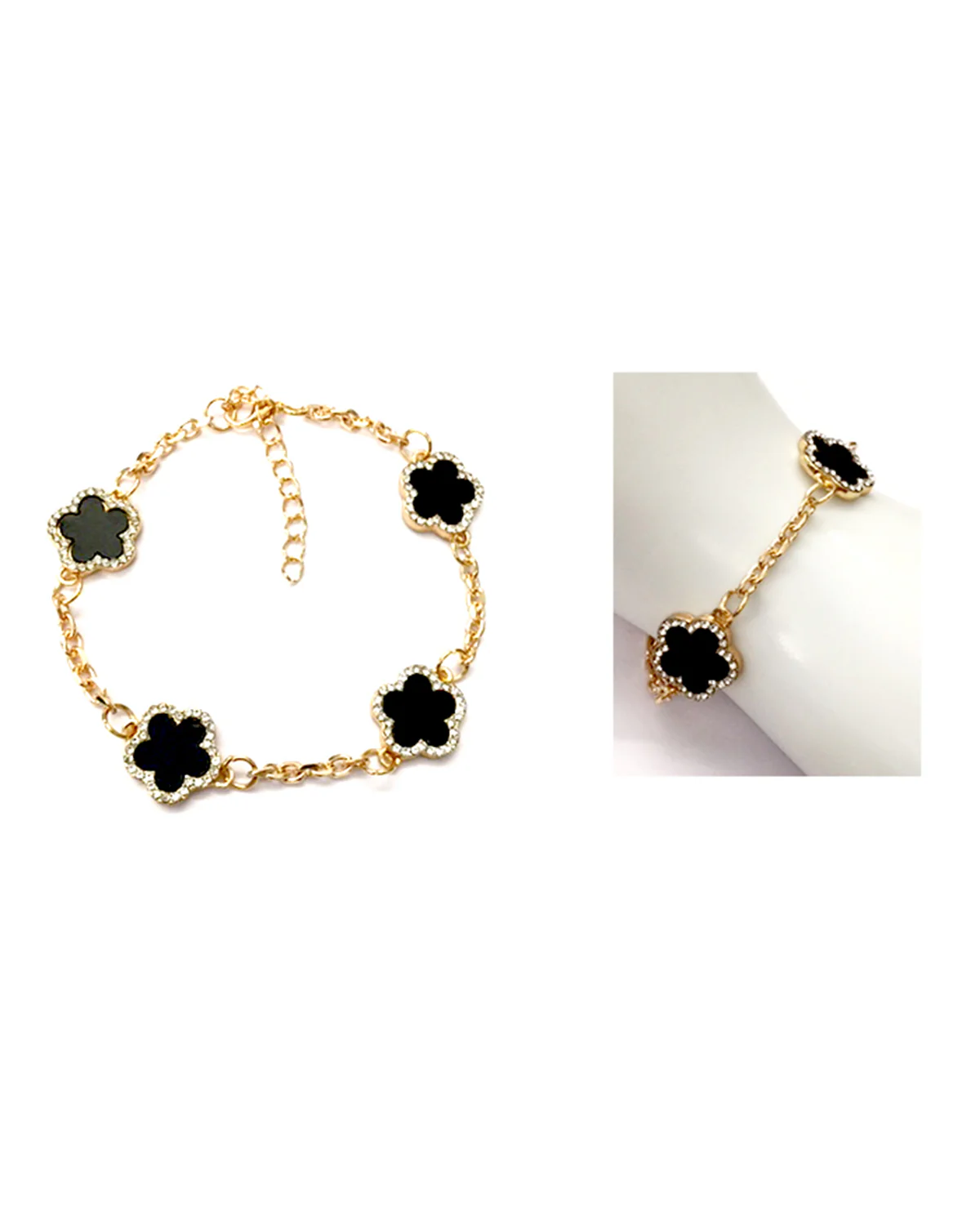 Chain Bracelet With Clovers Gold
