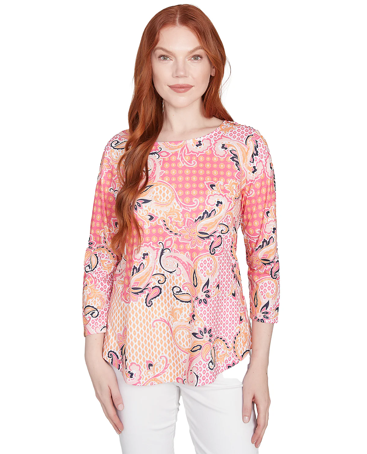 Ruby Road Spring Sublimation Color Block Knit Top