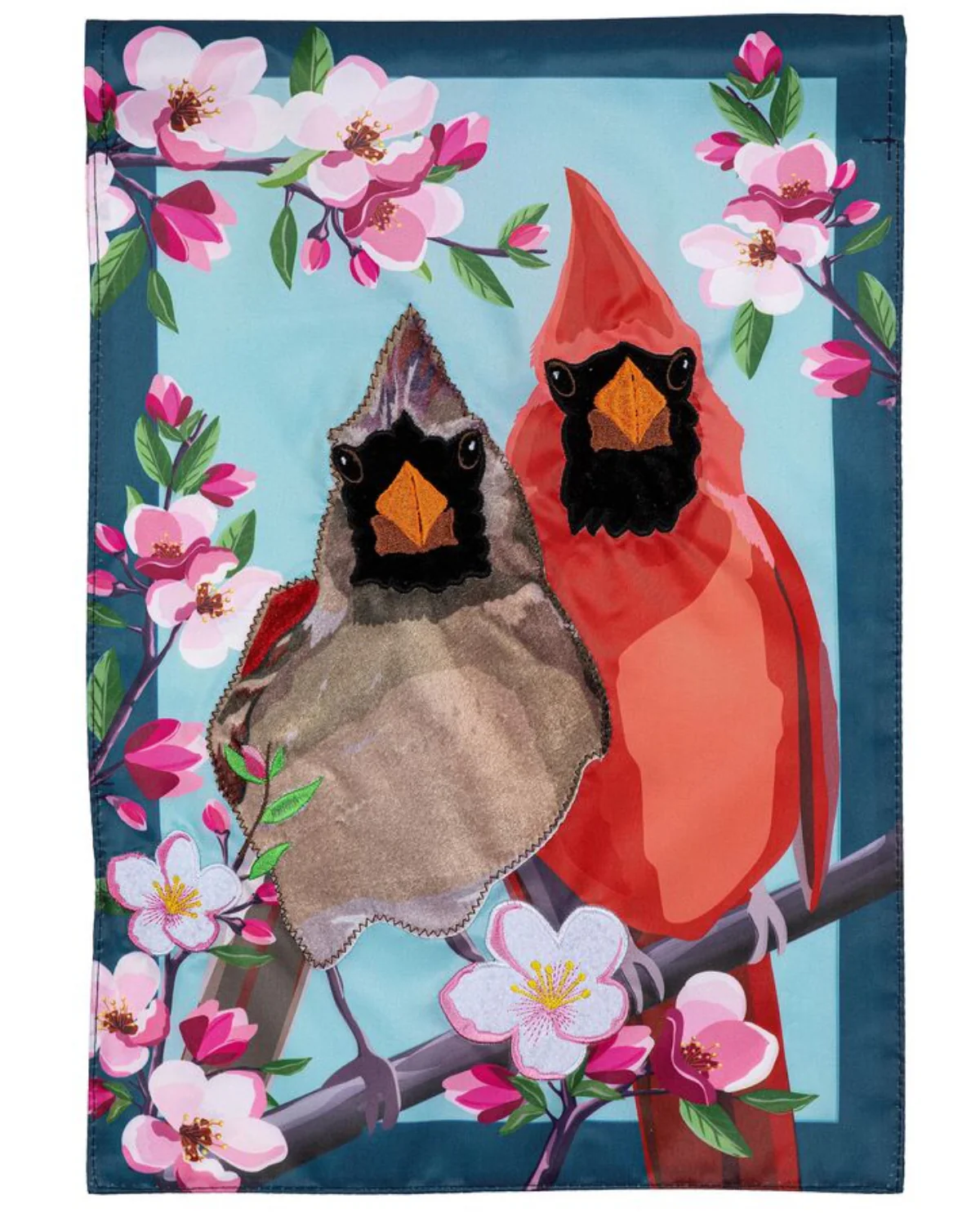 Cardinal Couple Applique Garden Flag