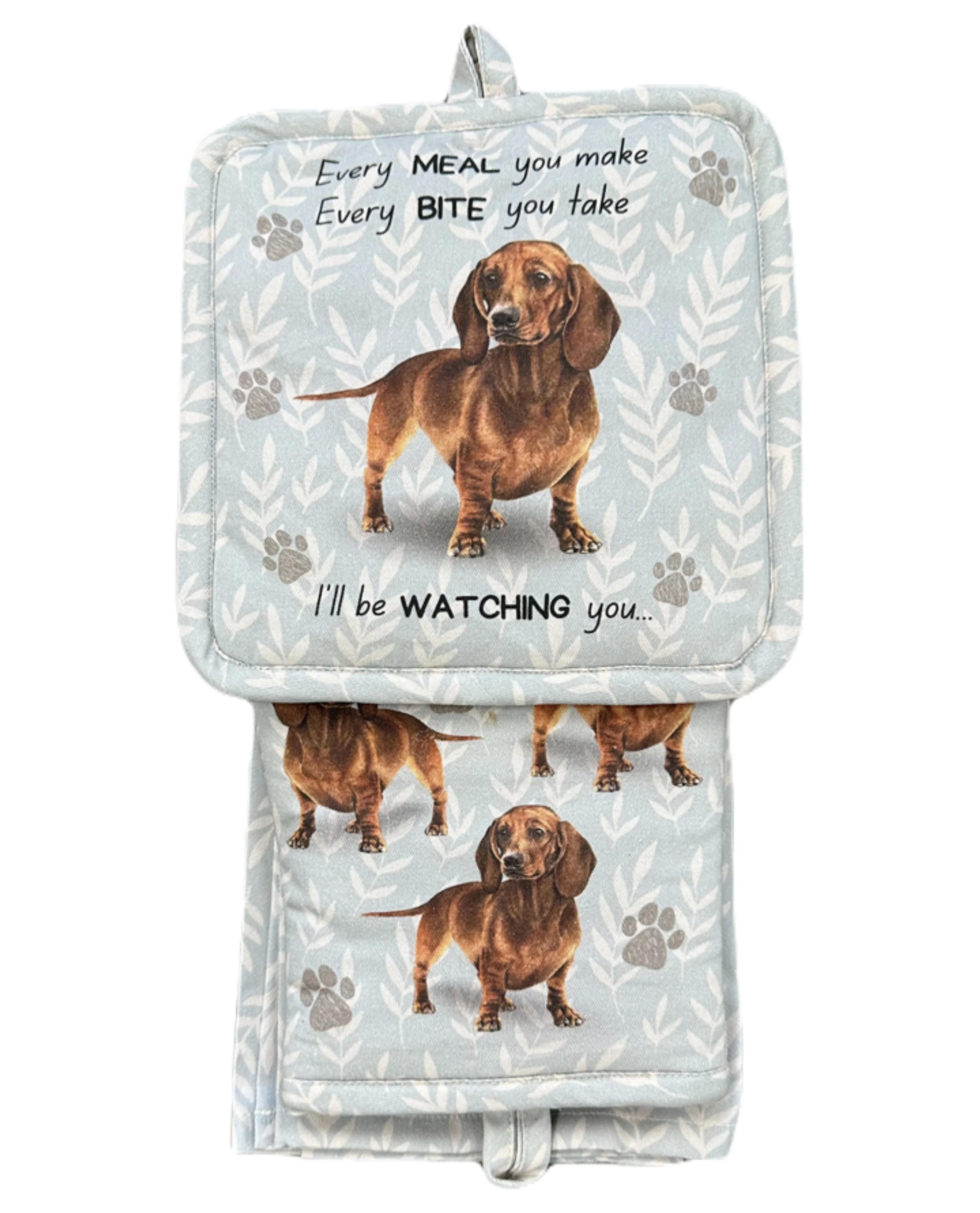 Red Dachshund Oven Mitt Set