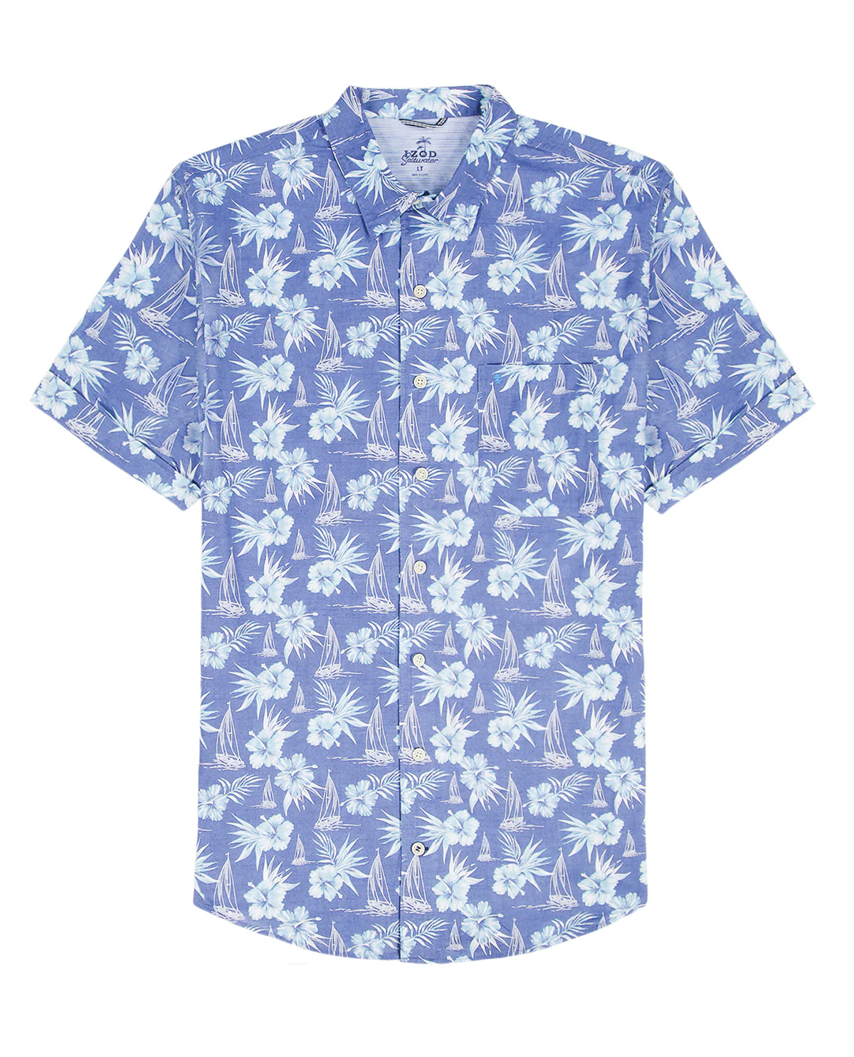 Izod Short Sleeve Dockside Chambray Print Woven - Image 2