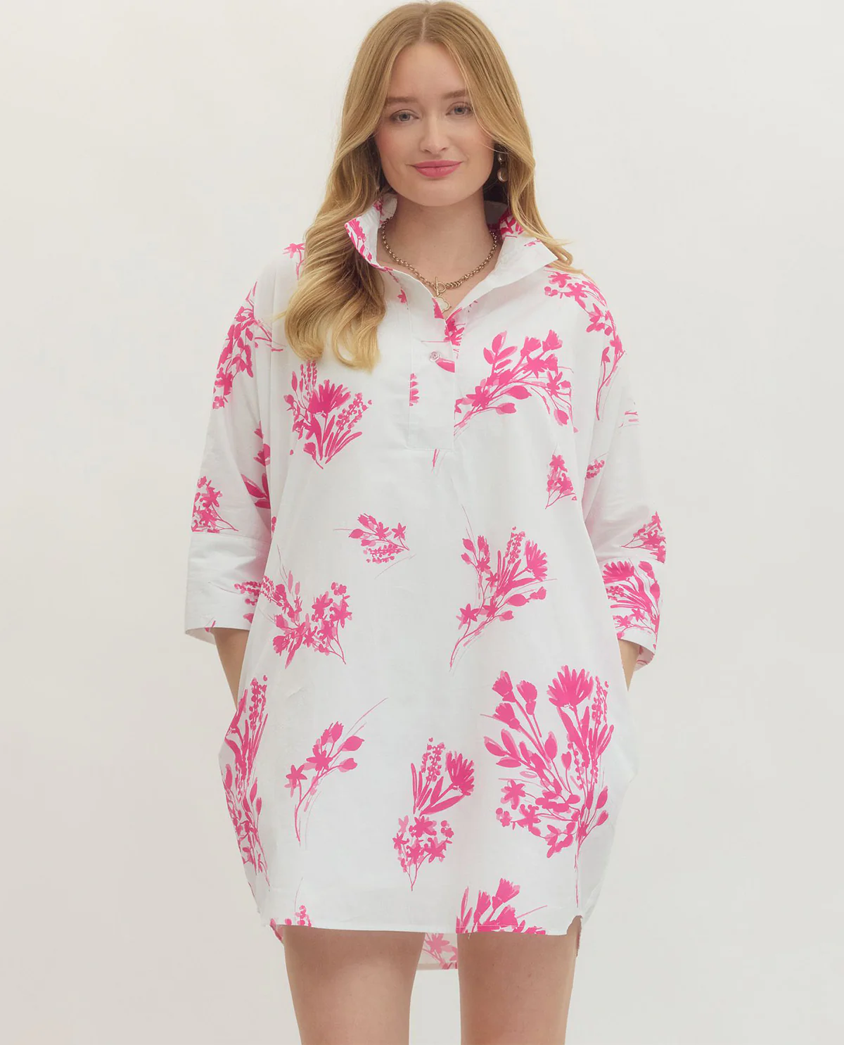 Entro 3/4 Sleeve Print Dress