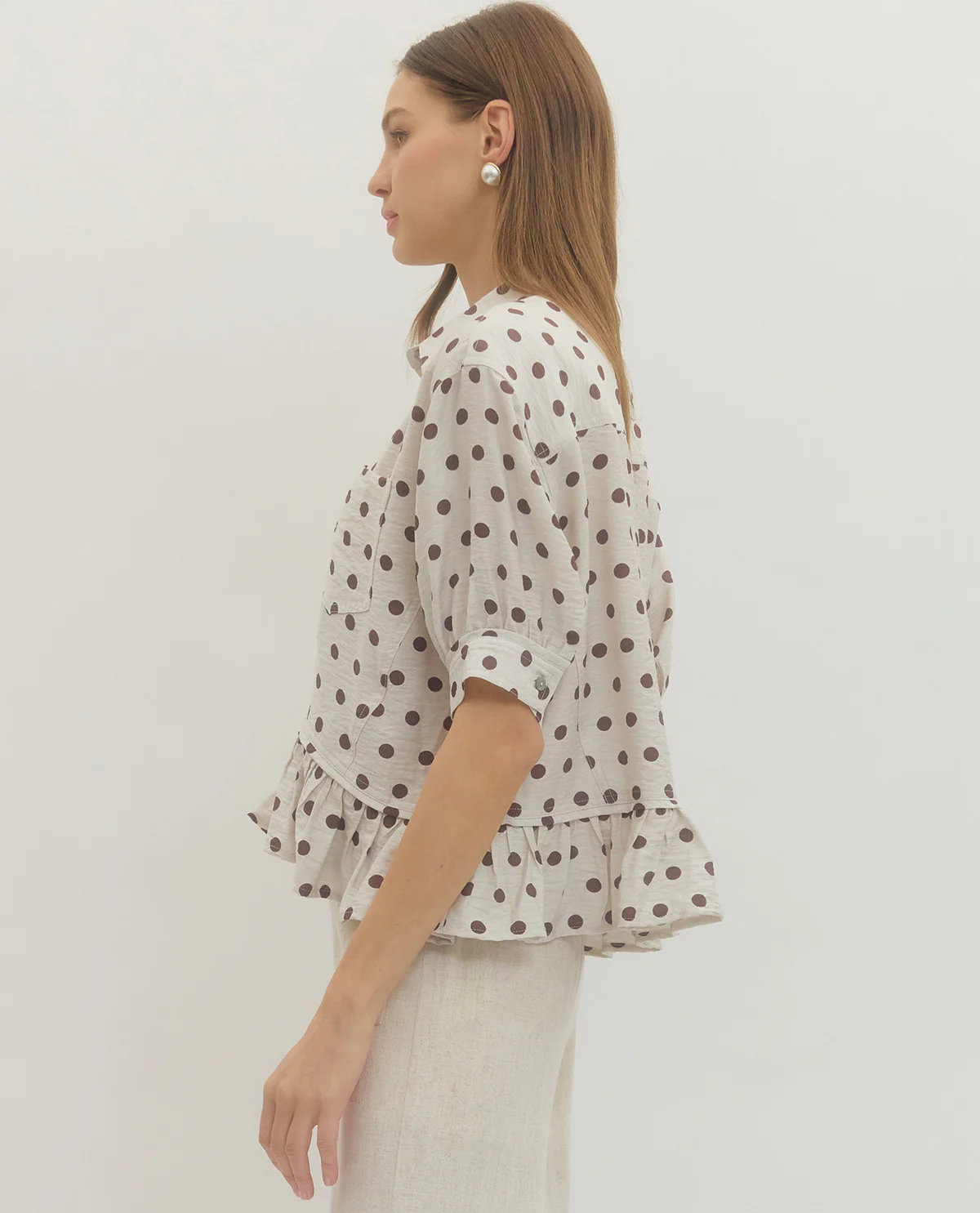 Entro Ruffle Trim Polka Dot Top - Image 4