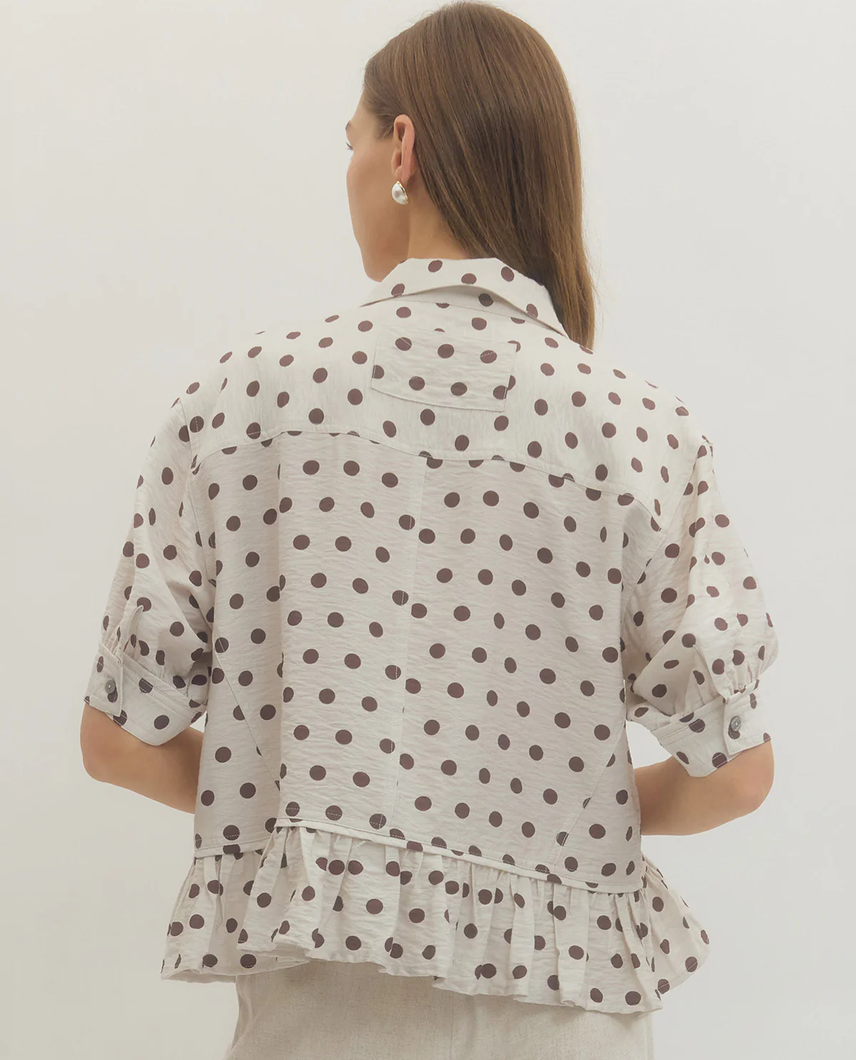 Entro Ruffle Trim Polka Dot Top - Image 5