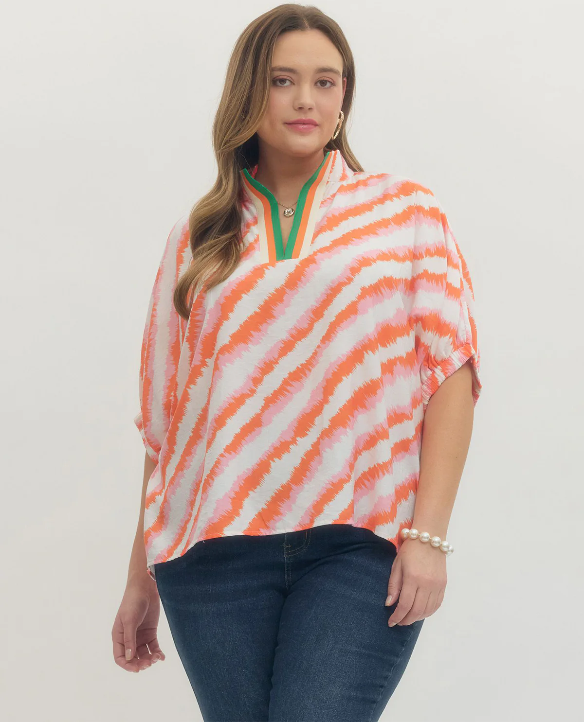 Entro Print Top With Multi Crossbody Stripes