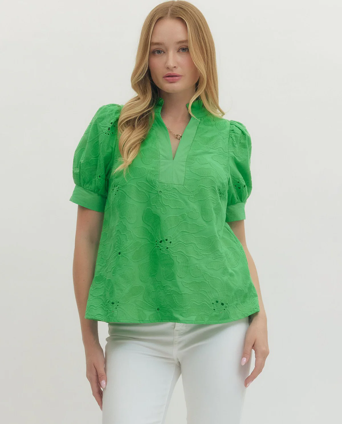 Entro Solid Textured Top Green