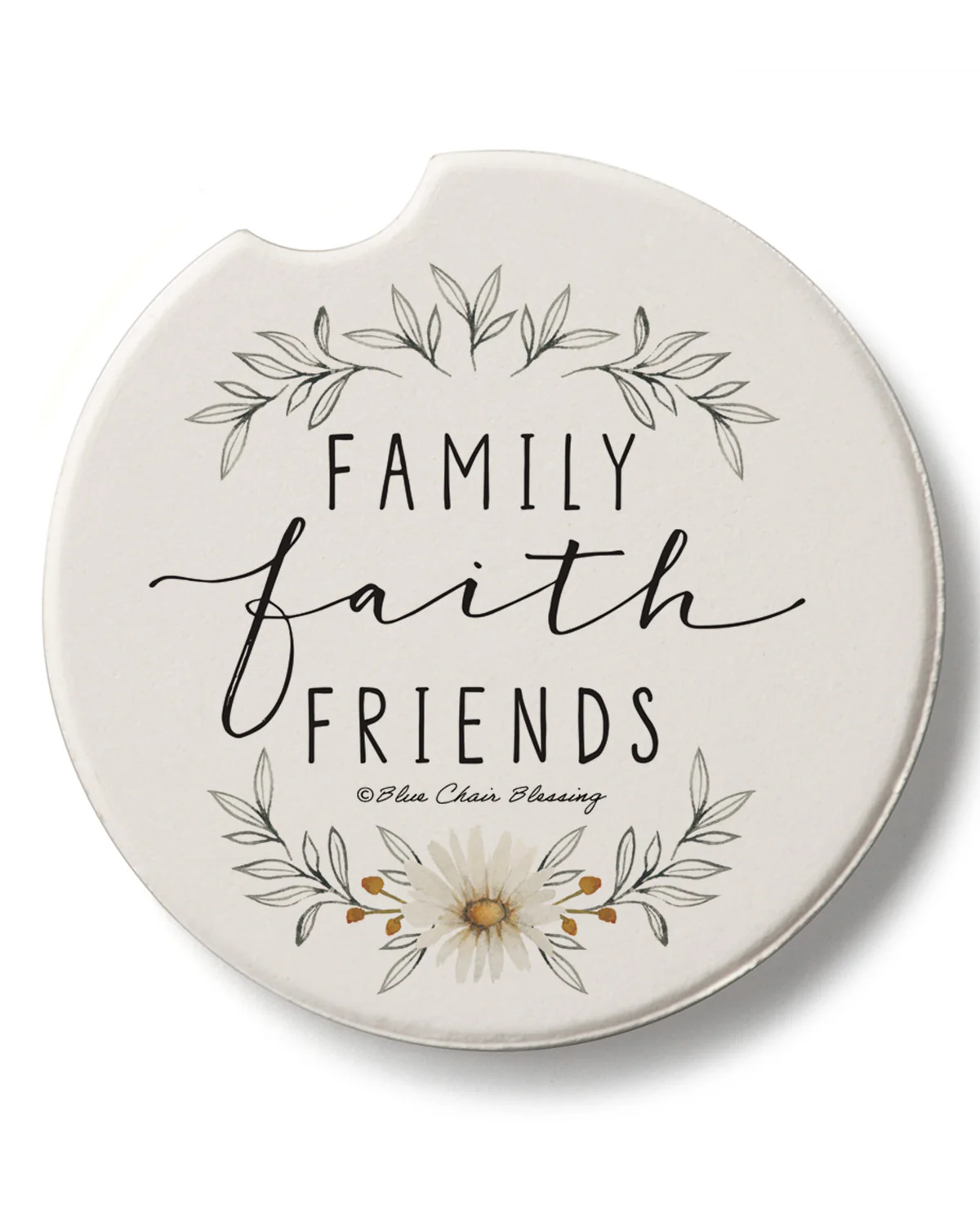 "Family, Faith, Friends" Car Coaster