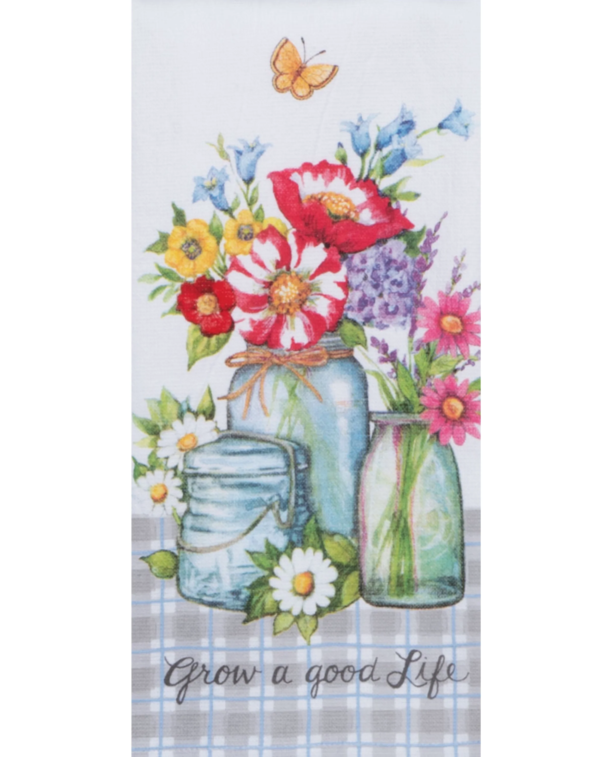 Floral Mason Jars Dual-Purpose Kitchen Towel