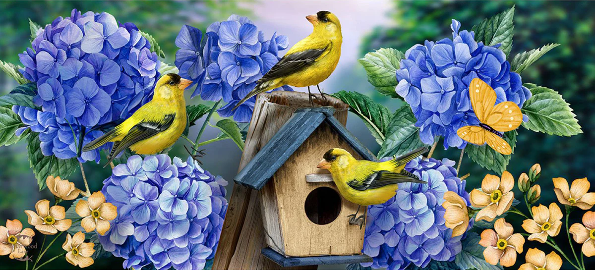 Briarwood Lane Goldfinch and Hydrangea Mini Mat