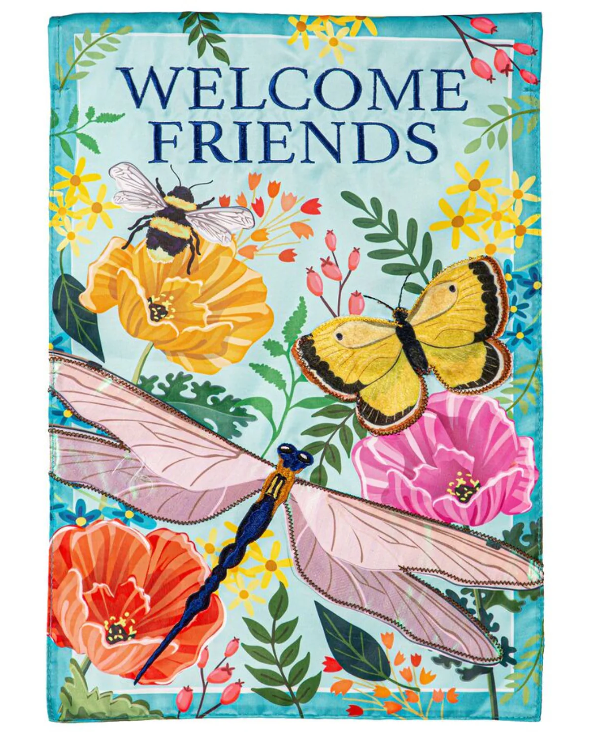 Greenhouse Welcome Friends Garden Flag