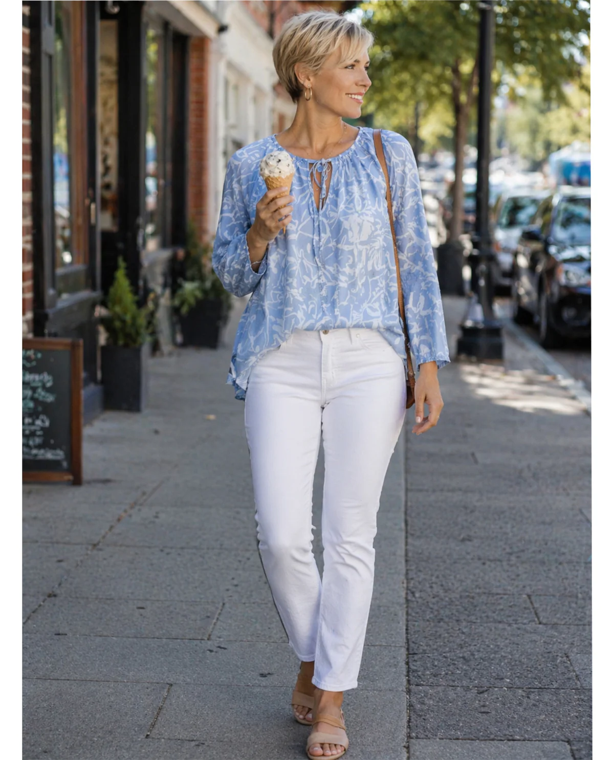 Hope & Harlow Print Tencel Woven Top