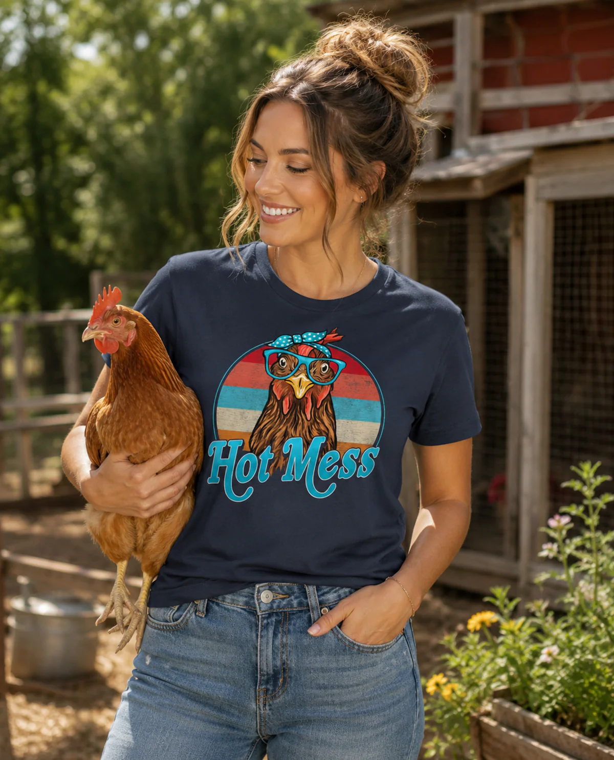Southern Gal Hot Mess Chicken Short Sleeve Screen Tee - Image 2