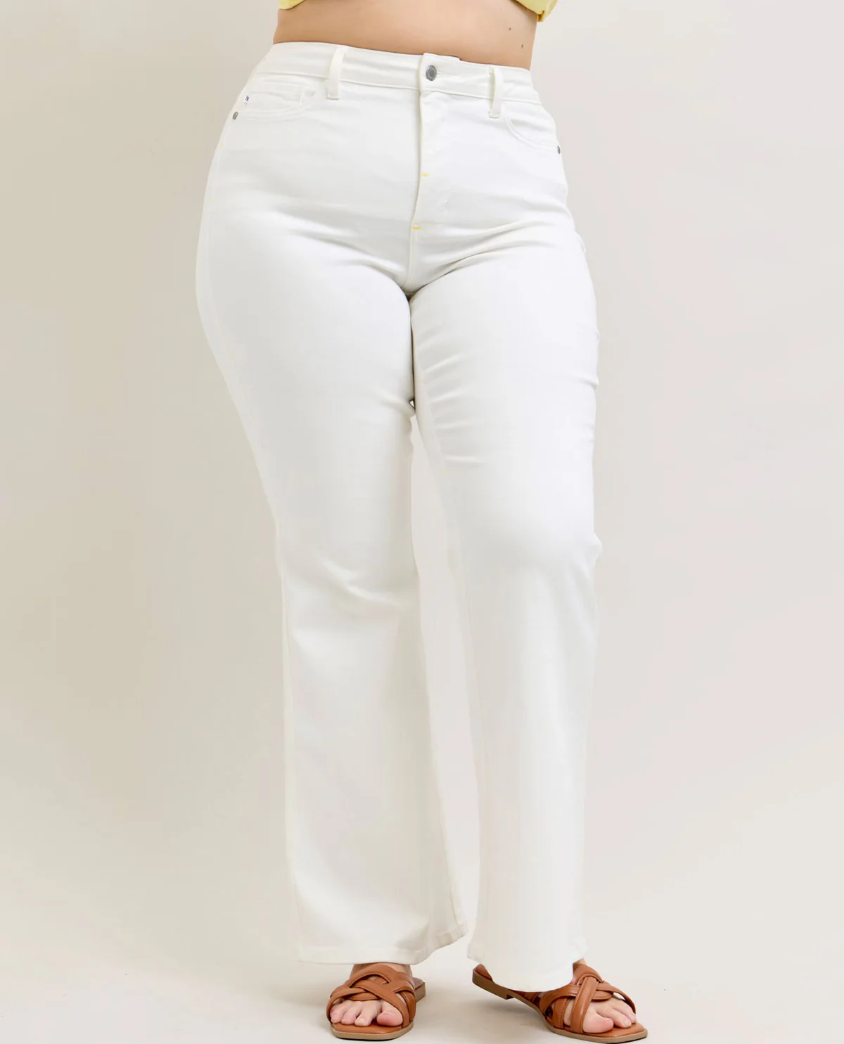 Judy Blue White Denim High Waist Tummy Control Flare