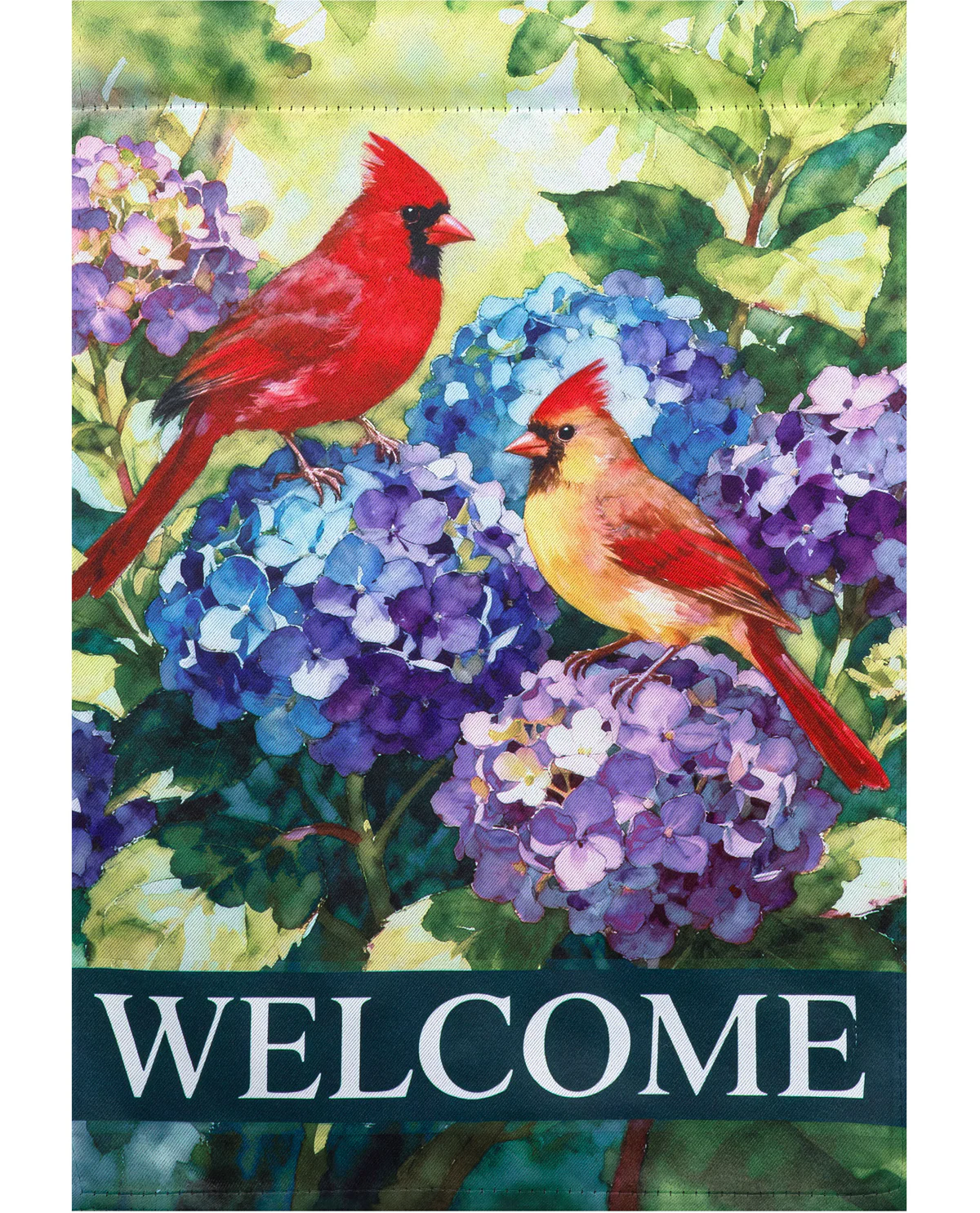 Hydrangea Cardinals Suede House Flag