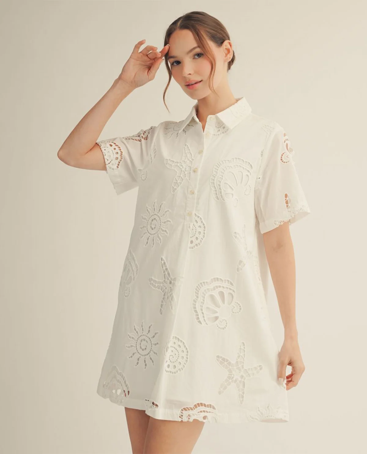 Jodifl Sealife Eyelet Dress White