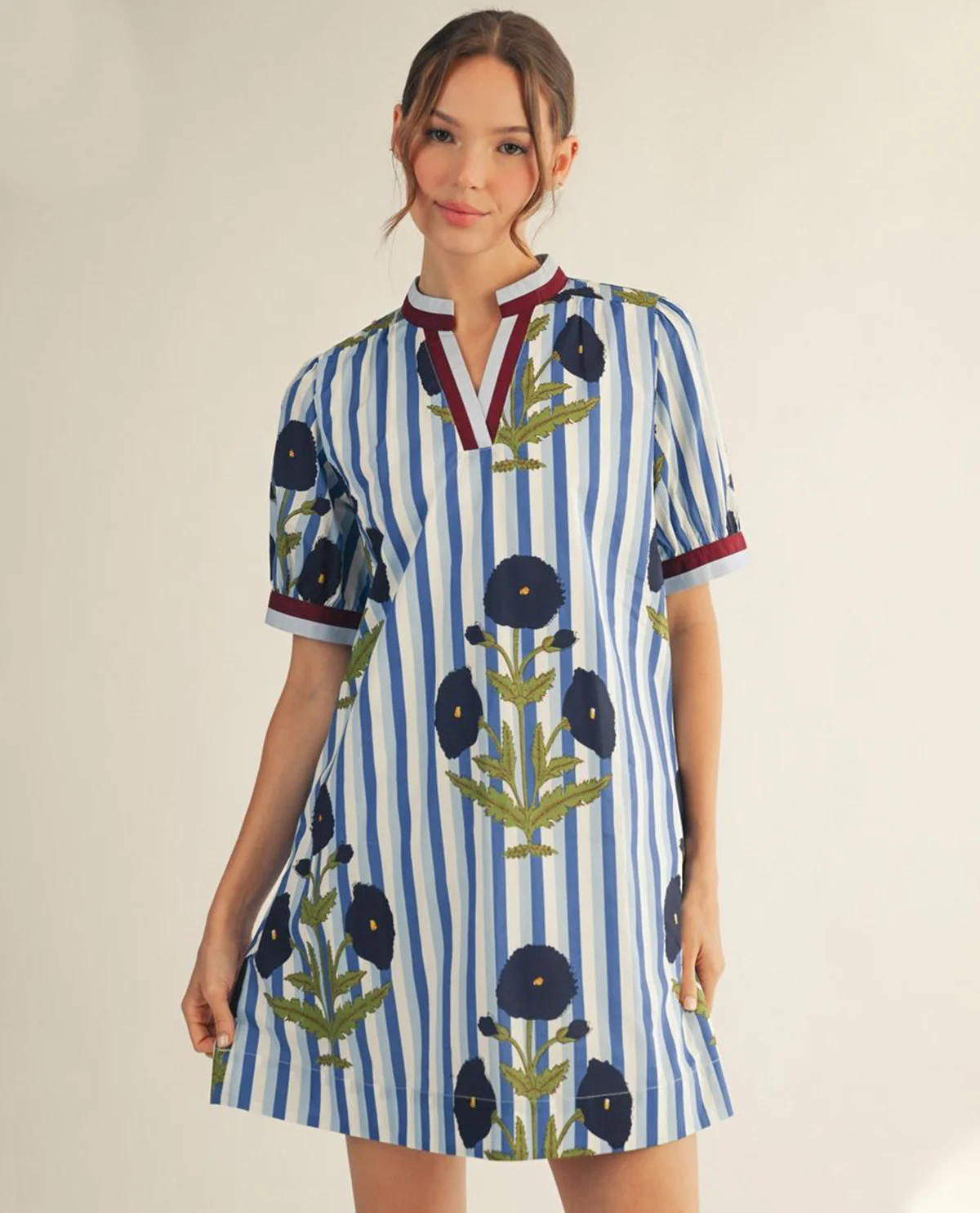 Jodifl Stripe Dress With Floral Print Navy