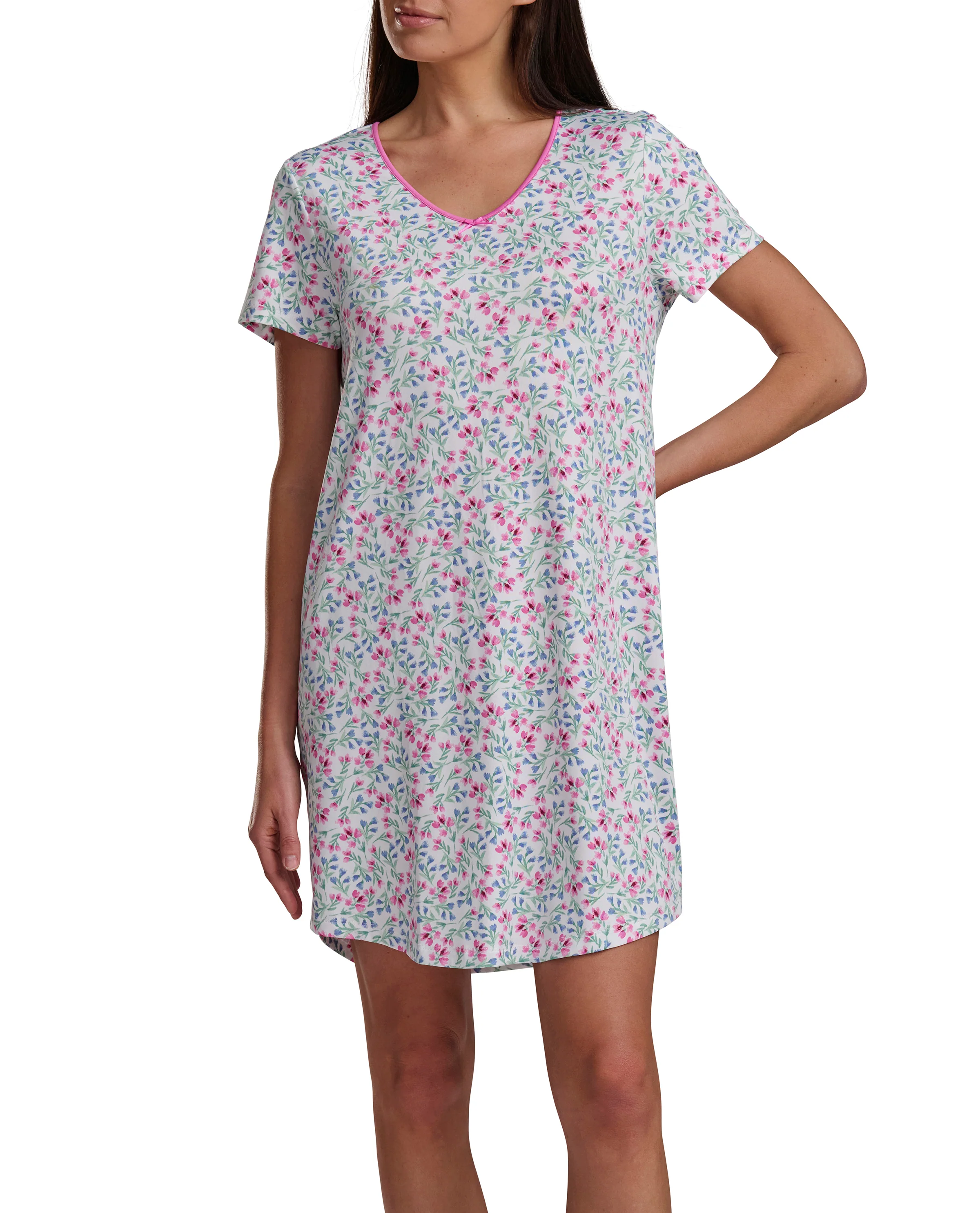 Karen Neuburger Short Sleeve Sheer Bow Sleepdress
