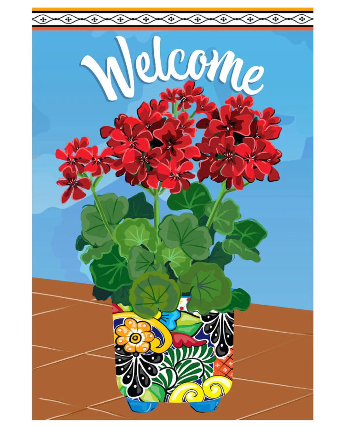 Mexican Party With Geraniums Garden Flag