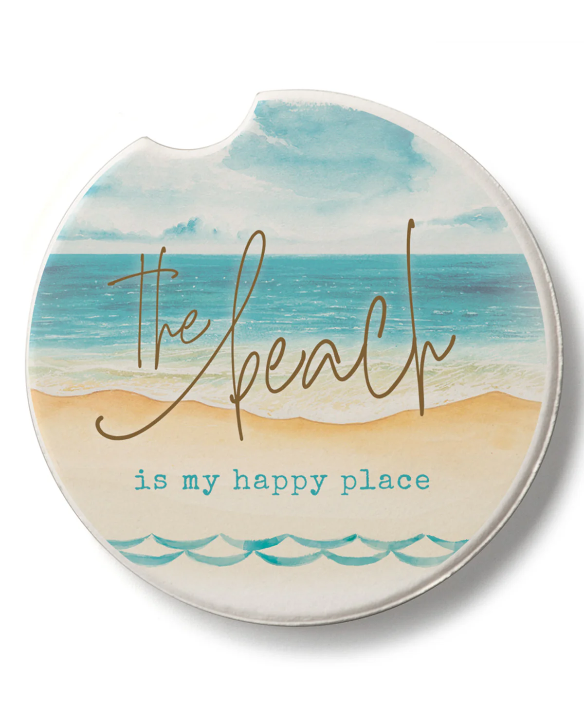"The Beach Is My Happy Place" Car Coaster
