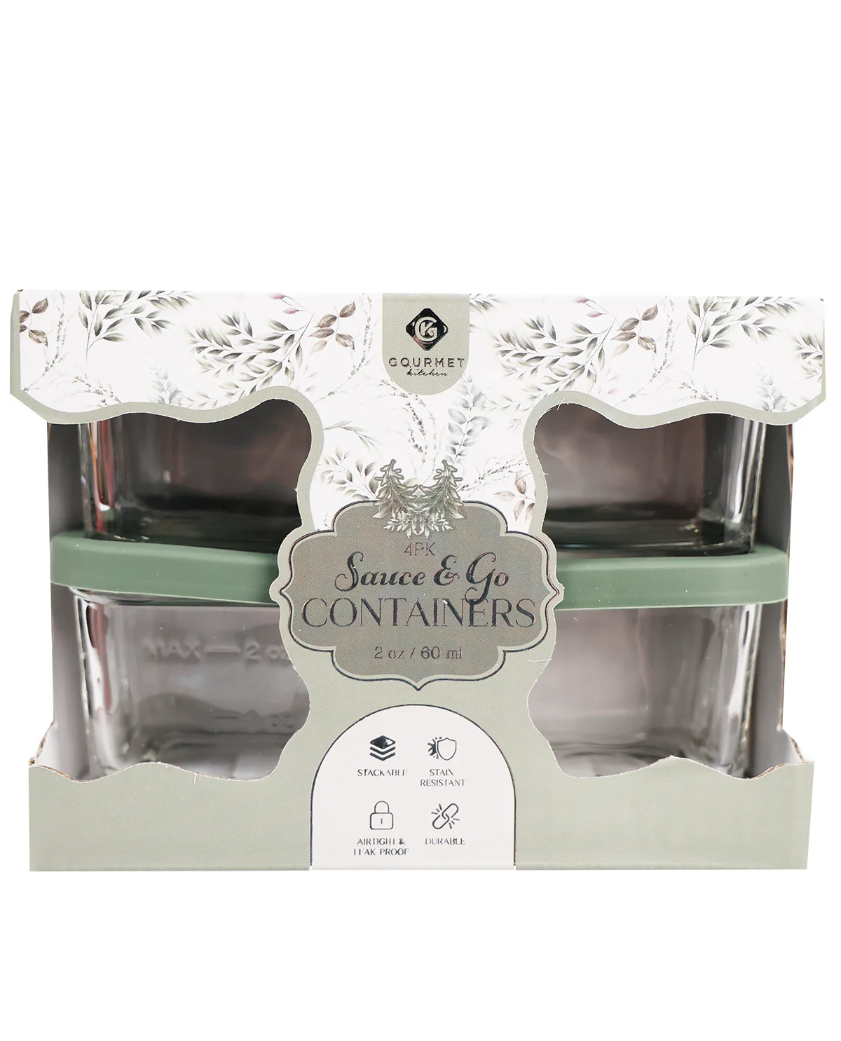 Olivine-4pc Small Glass/Silicone Condiment Set