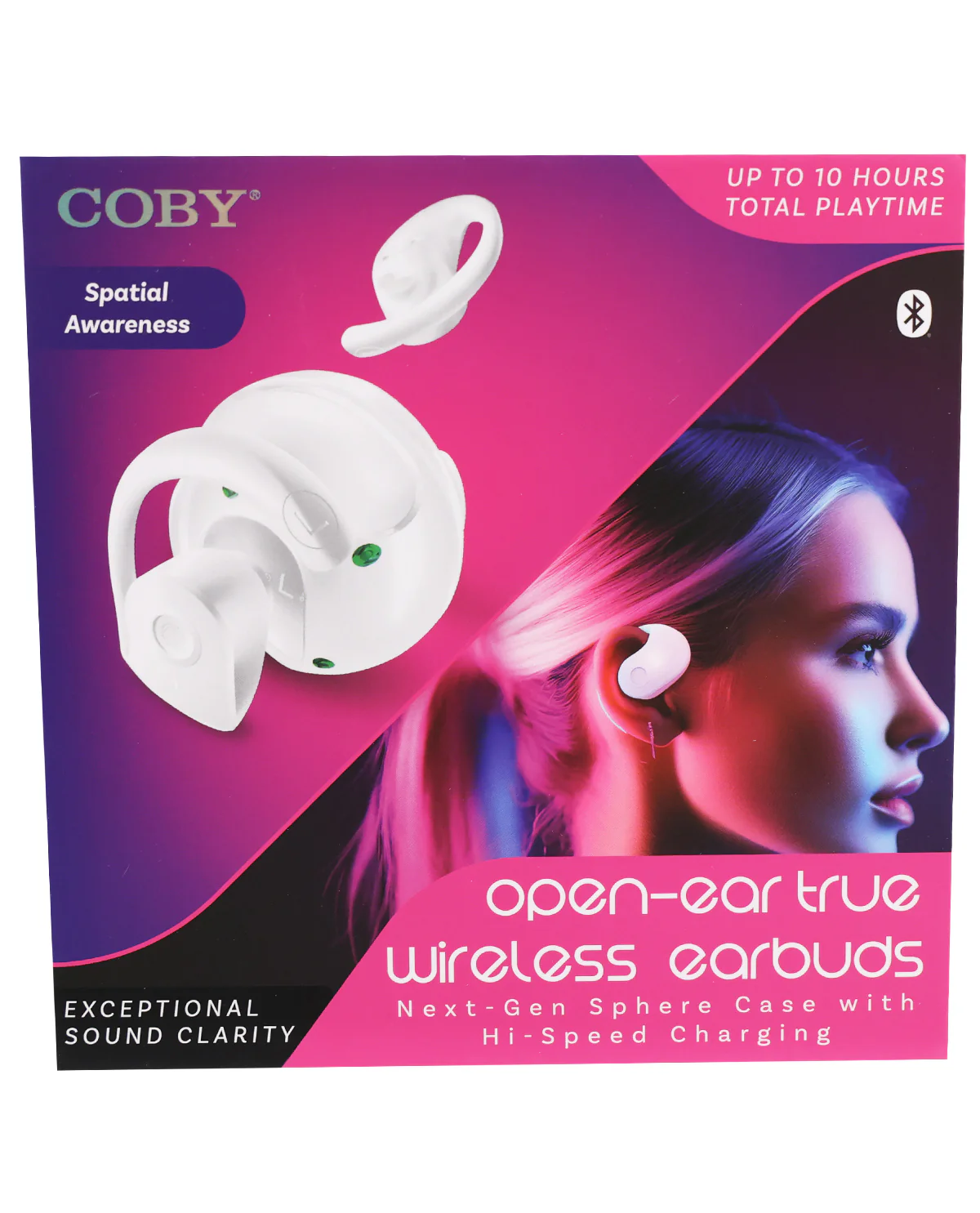 Open-Ear Earbuds (White) With Round Charging Case