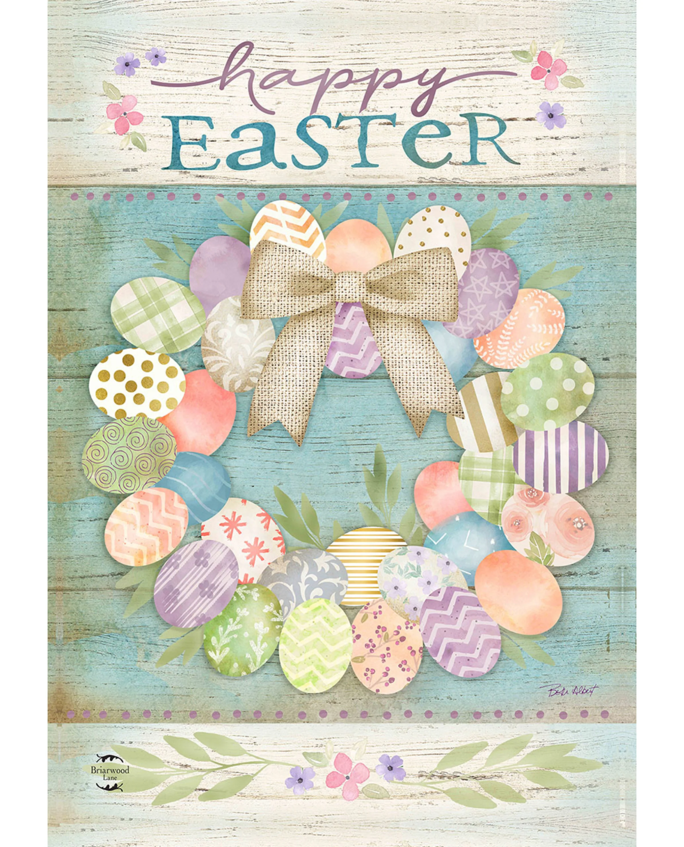Pastel Easter Wreath Garden Flag