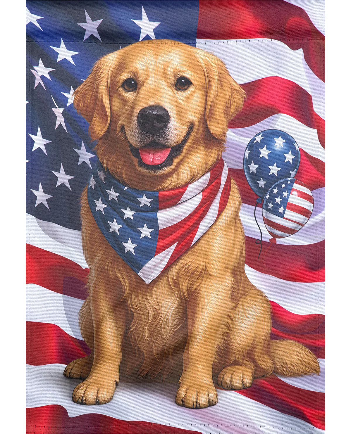 Patriotic Dog Suede House Flag