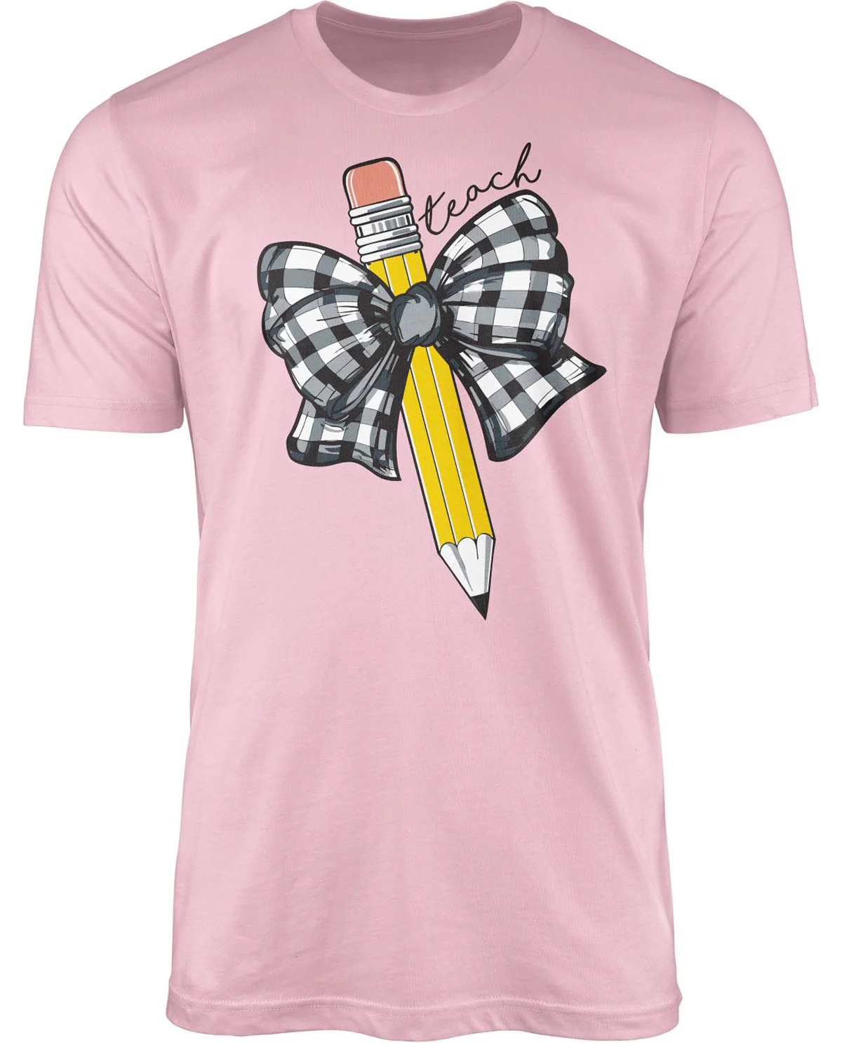 Pencil Bow Short Sleeve Graphic Tee Lt Pink