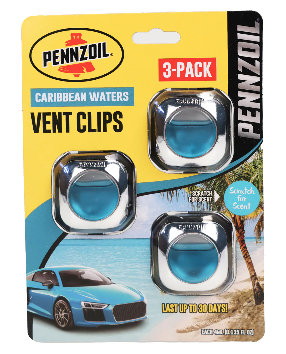 Pennzoil 3pk Vent Clip Caribbean Waters