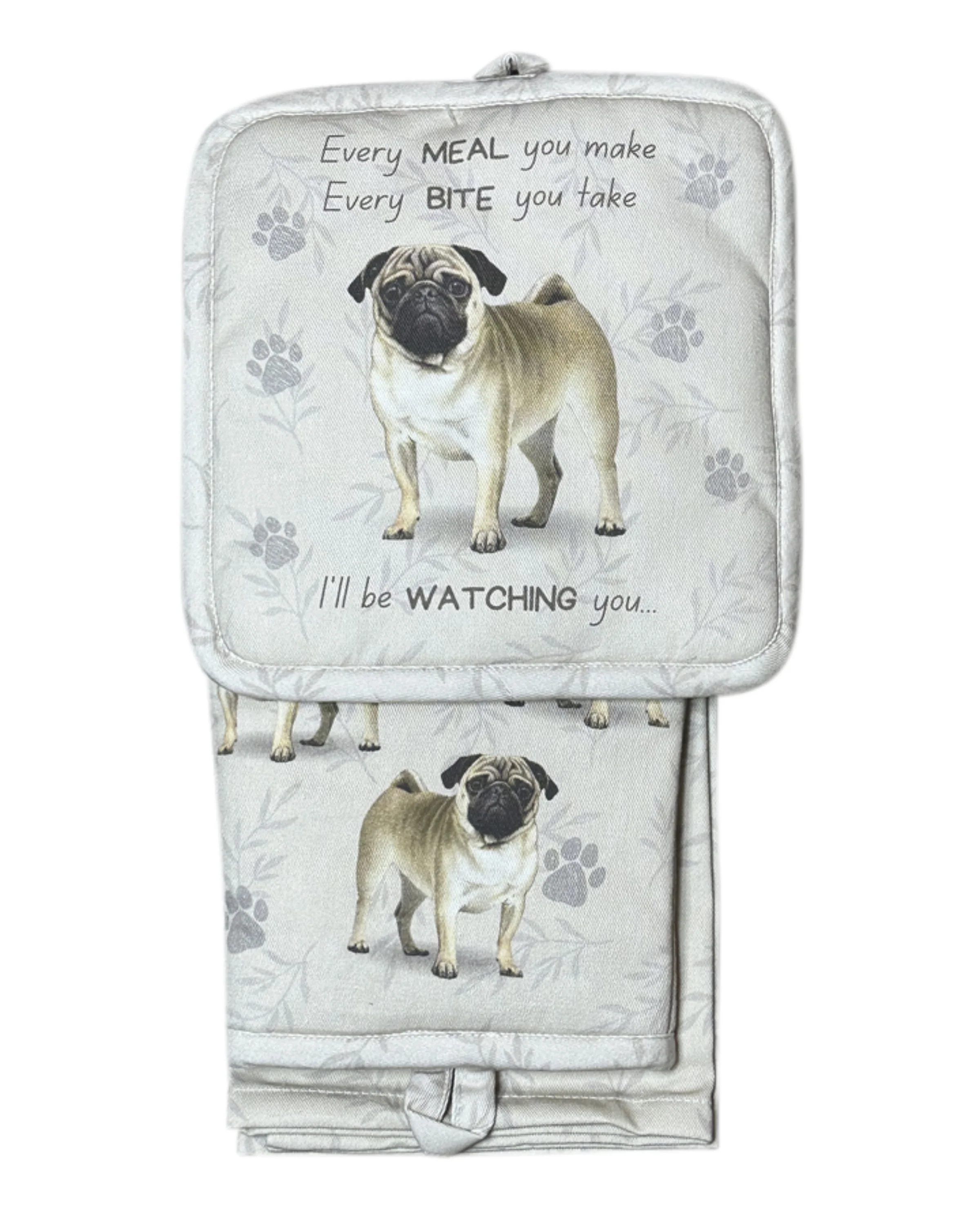 Pug Oven Mitt Set