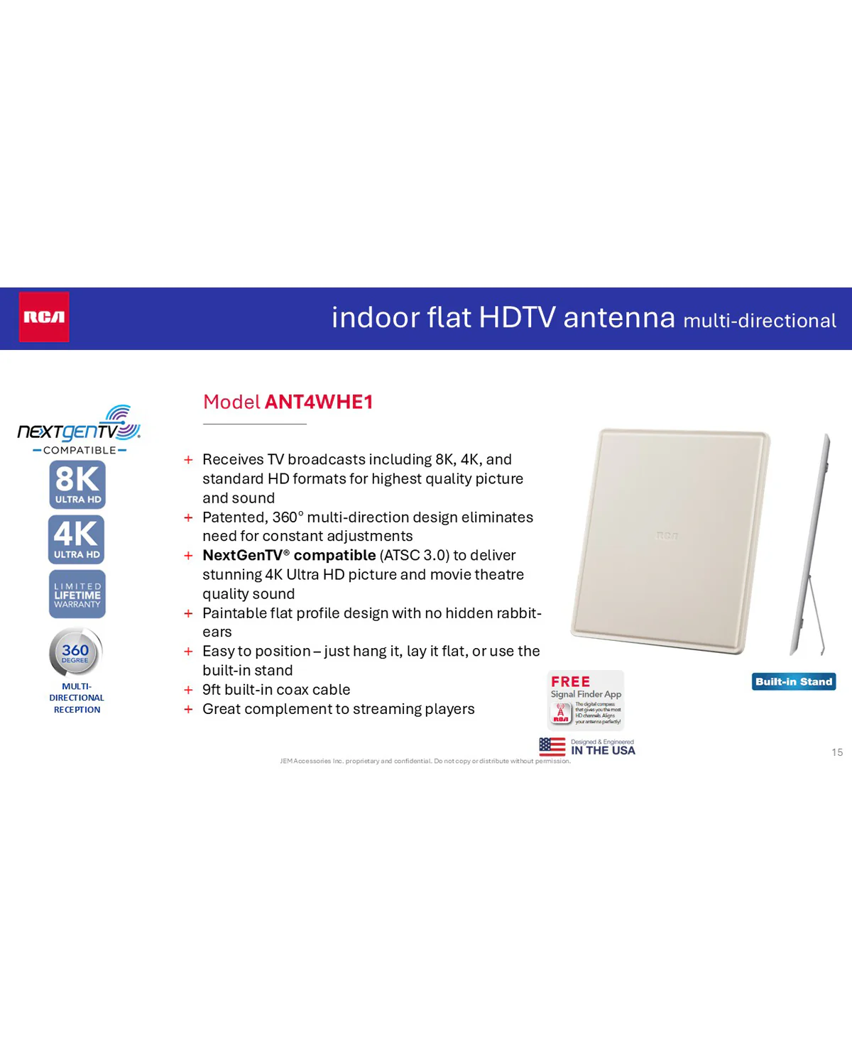 RCA Indoor Flat Antenna 40 Mile - Image 2