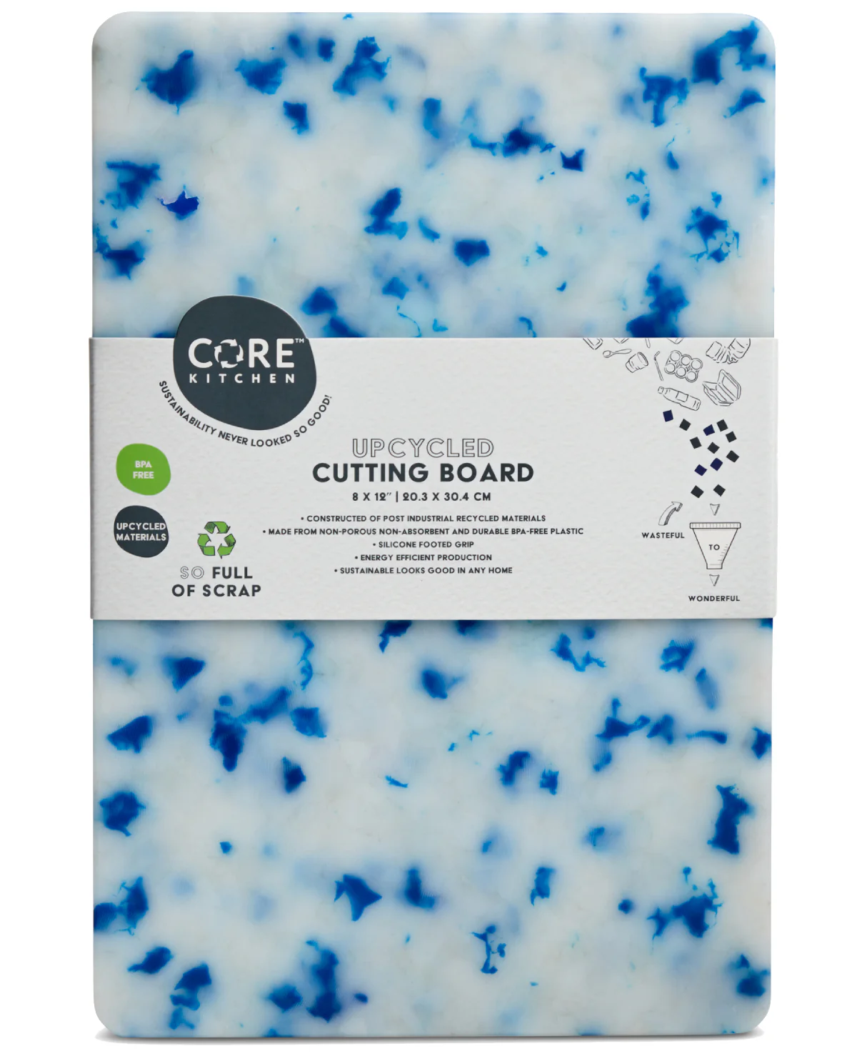 Recycled Small Plastic Cutting Board - Blue Confetti