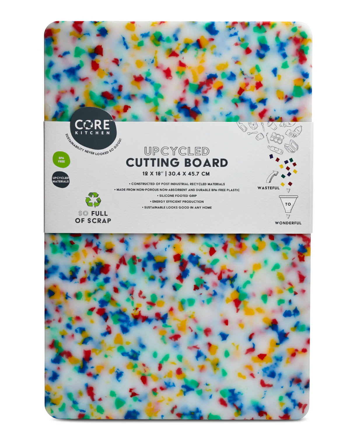 Recycled Large Plastic Cutting Board - Confetti