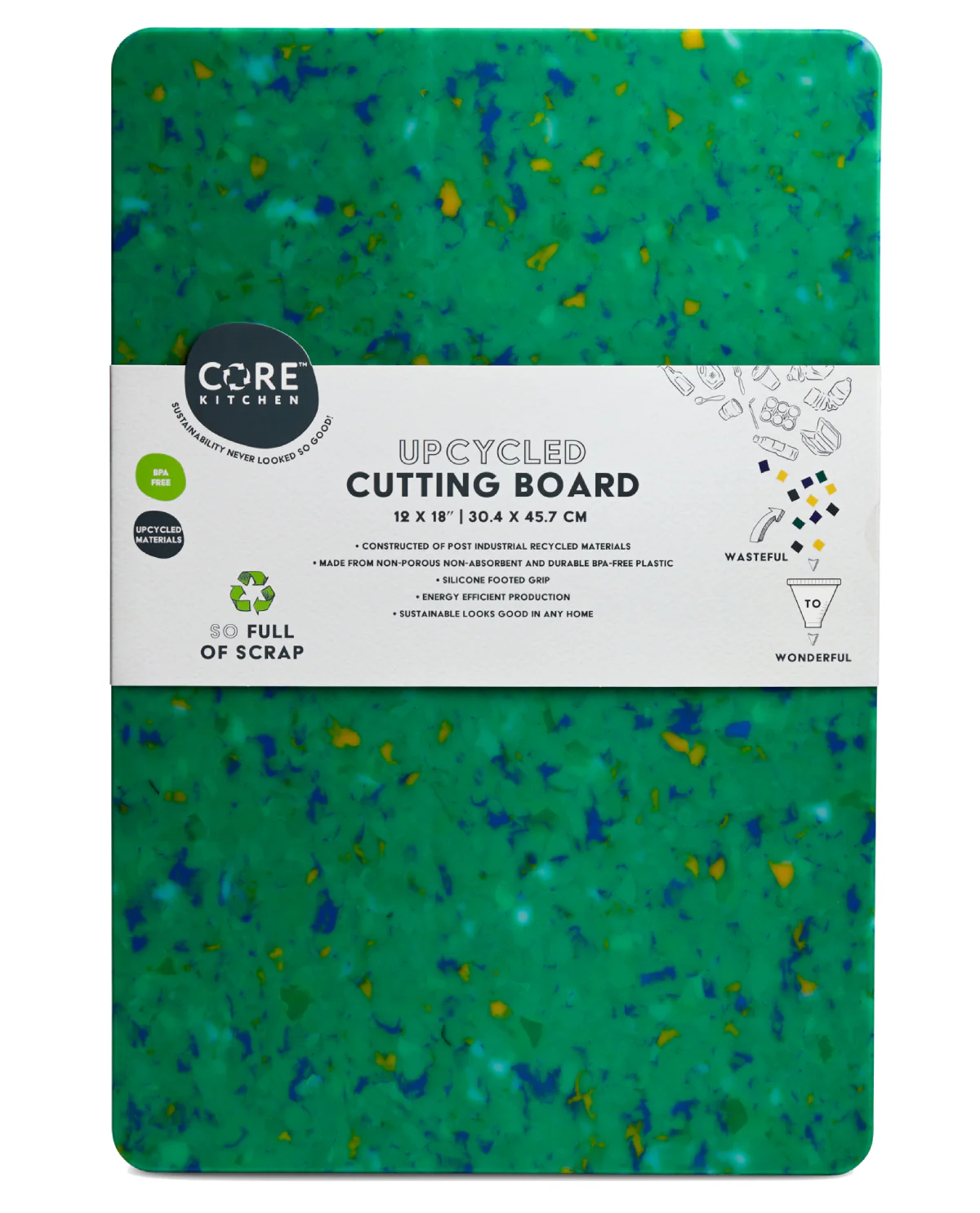 Recycled Large Plastic Cutting Board - Green