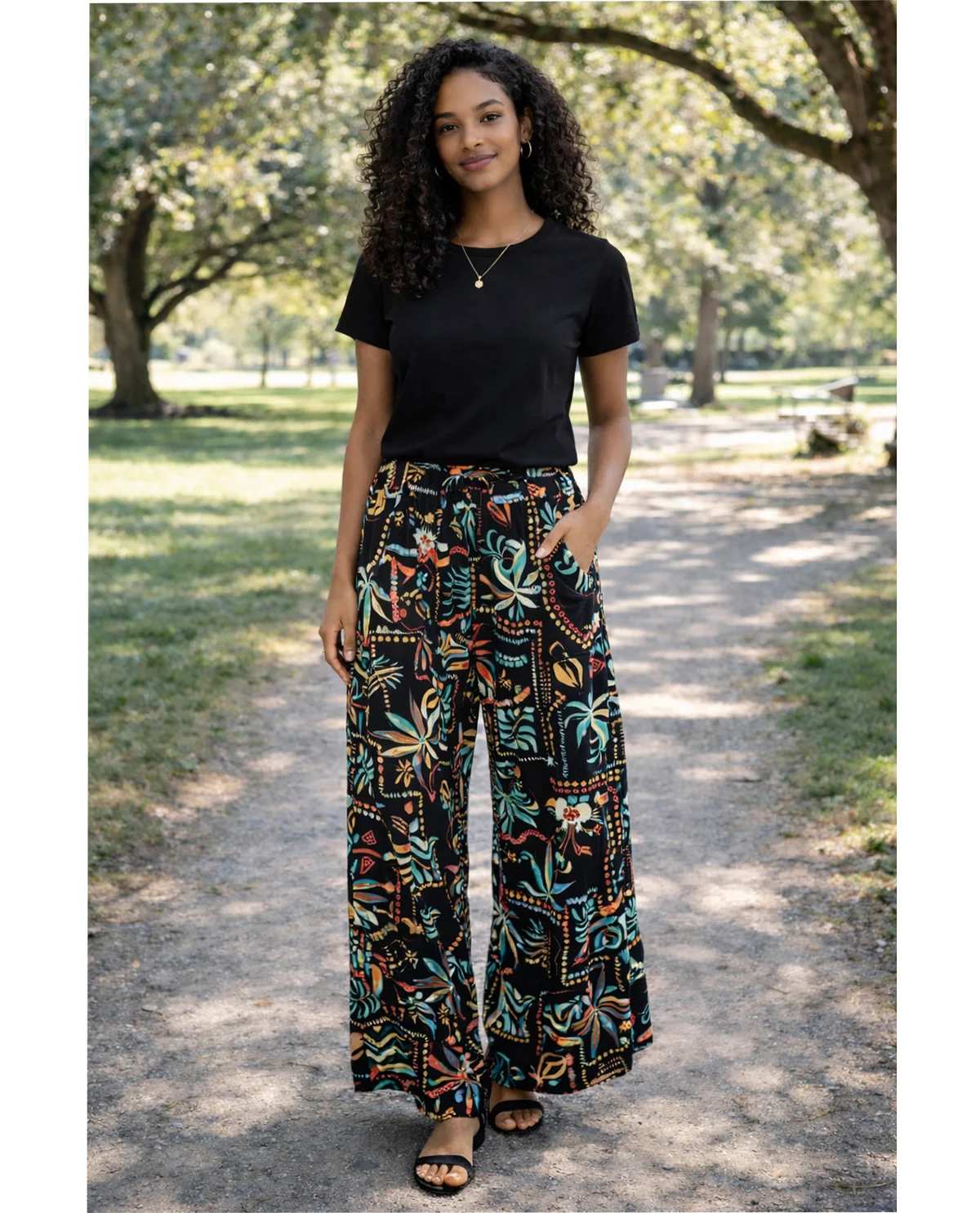 Robert Louis Silky Knit Pants Black Multi