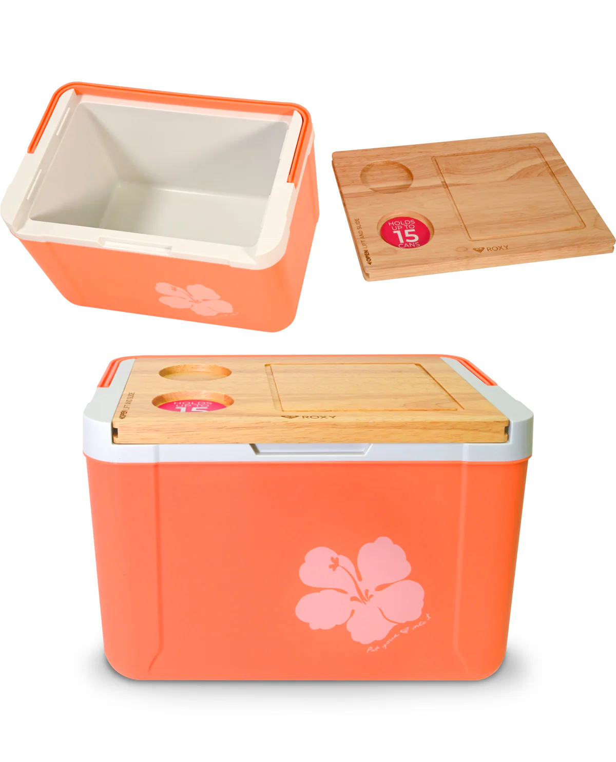 Roxy 15qt W/wooden Lid Cooler Green/Pink - Image 3
