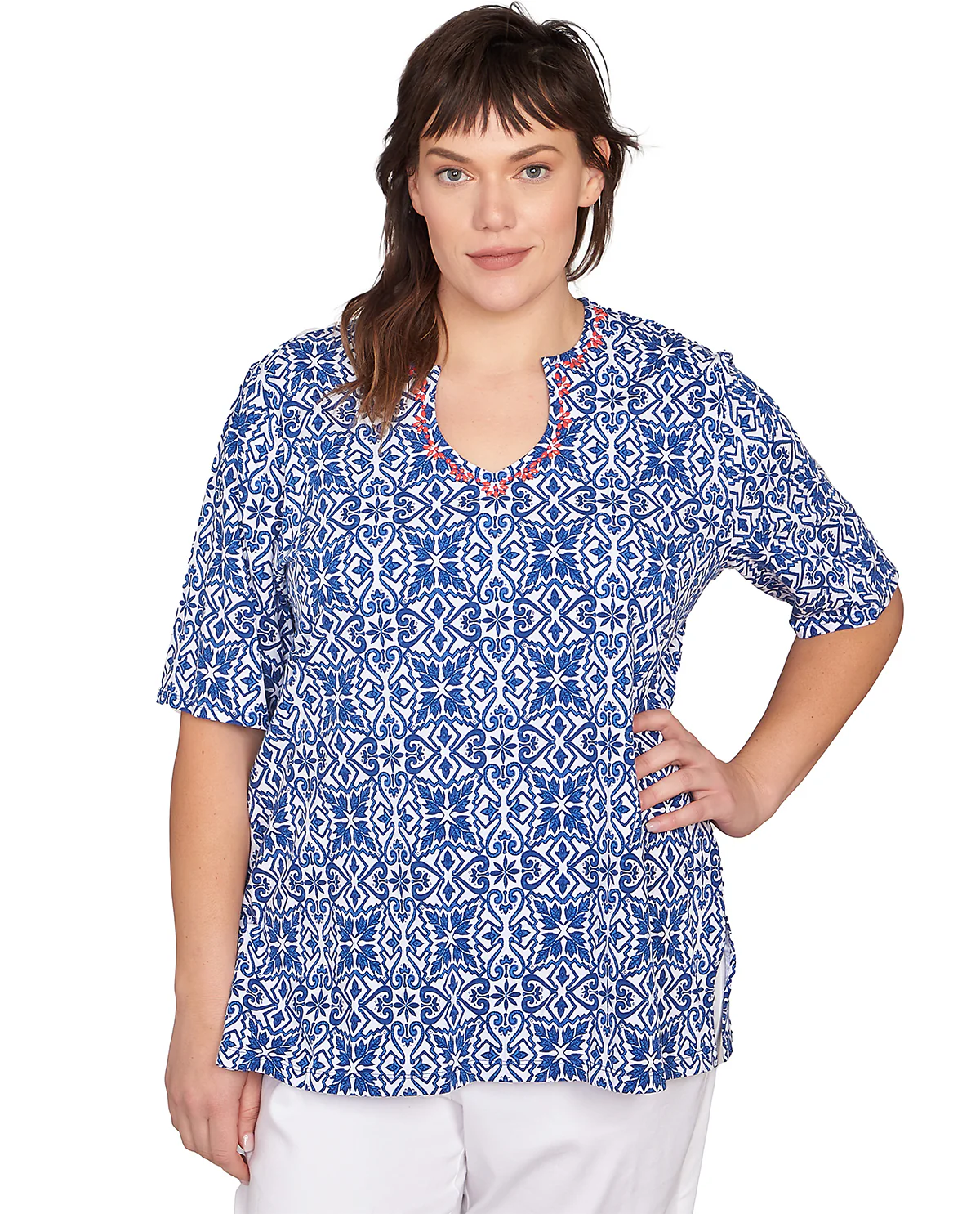 Ruby Road Americana Chic Pacific Knit Top Blue