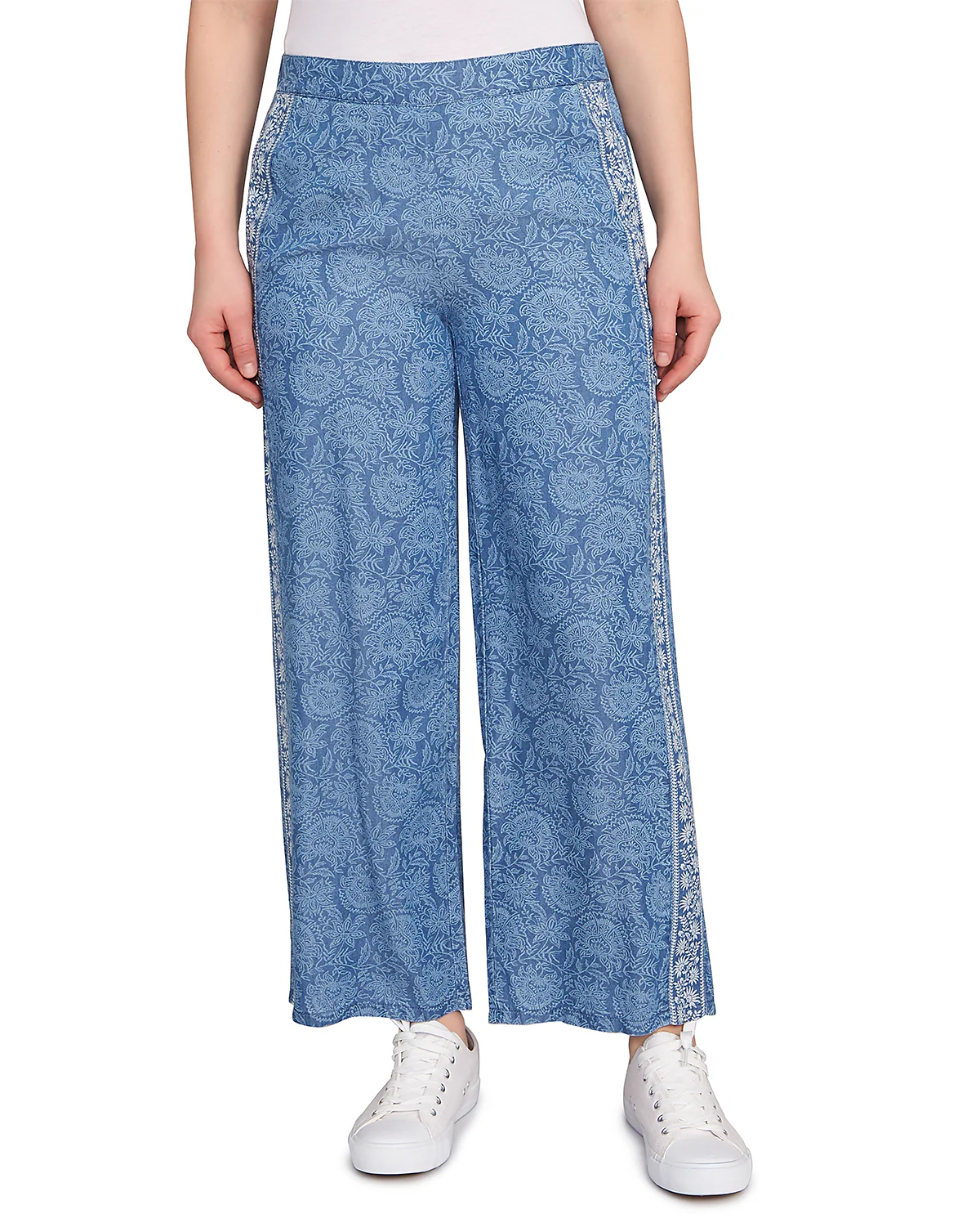 Ruby Road Boho Chic Floral Border Pant Medium Blue